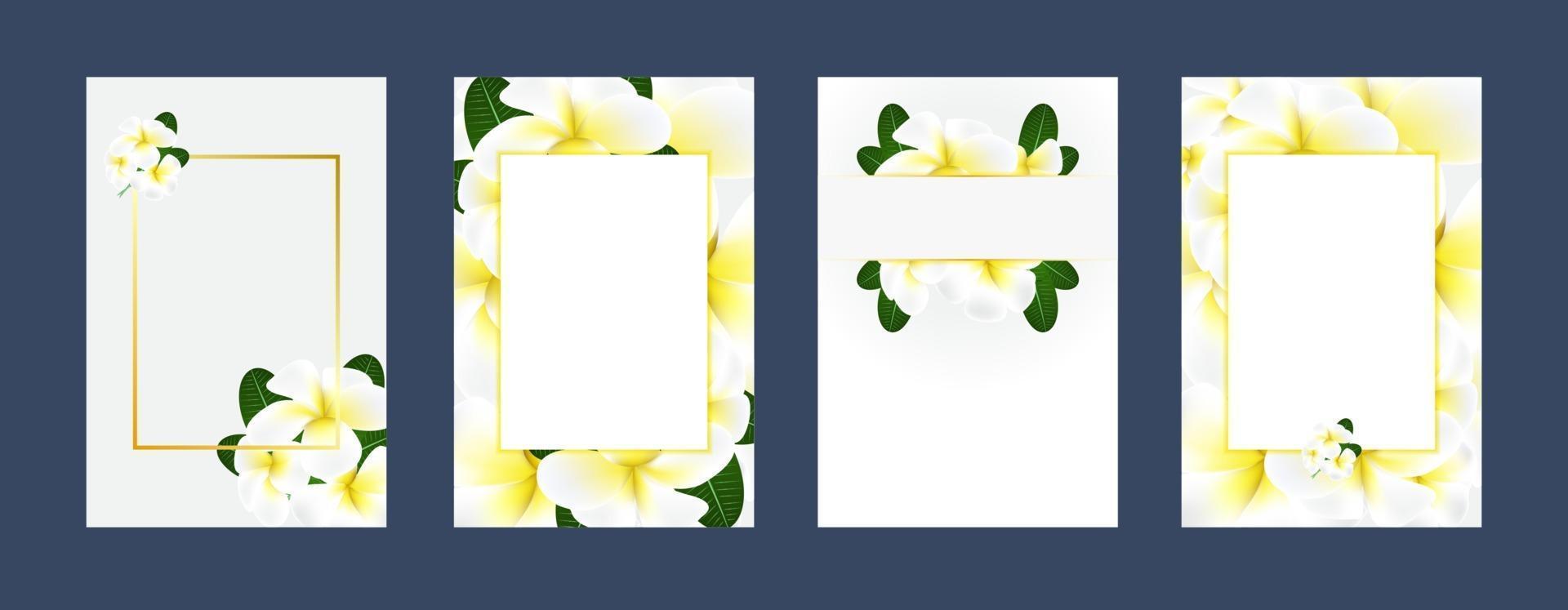 Plantilla de tarjetas de invitación de boda con flores blancas vector