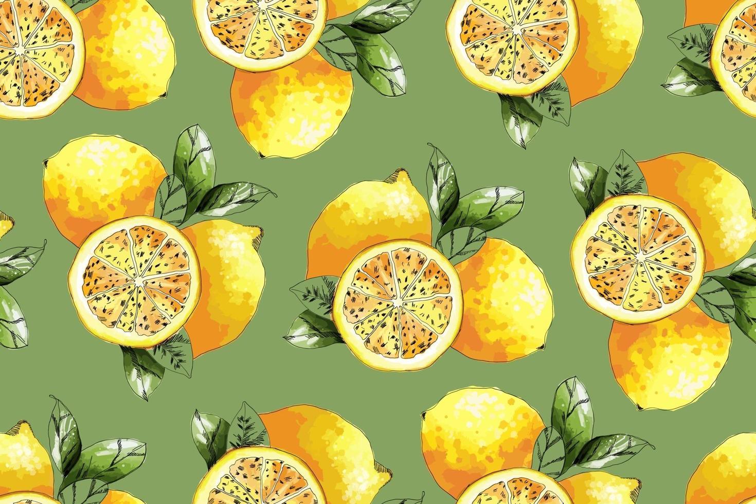 Lemon seamless pattern. Vector illustration.