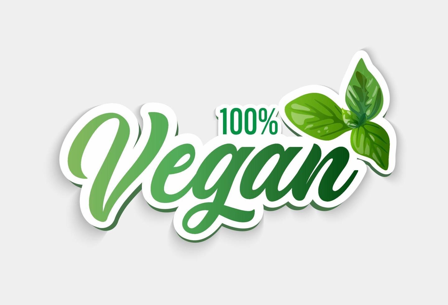 Vegan symbol. 100 vegan. Vector illustration.