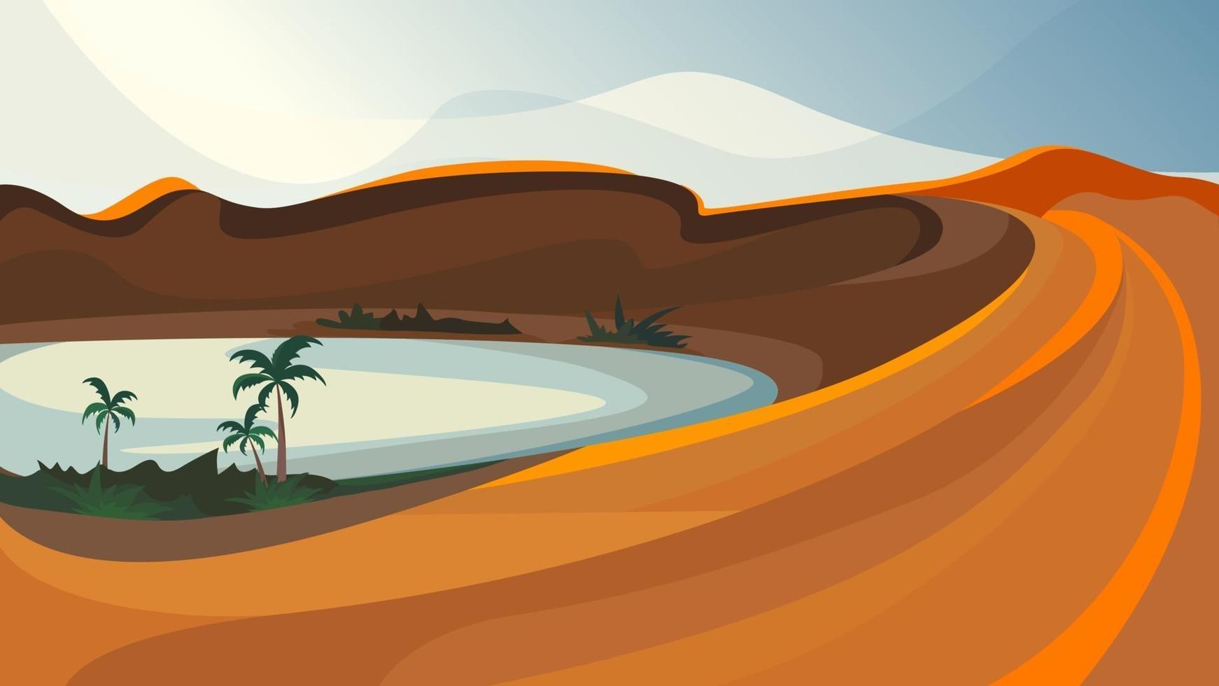 oasis en el desierto. hermoso paisaje natural. vector