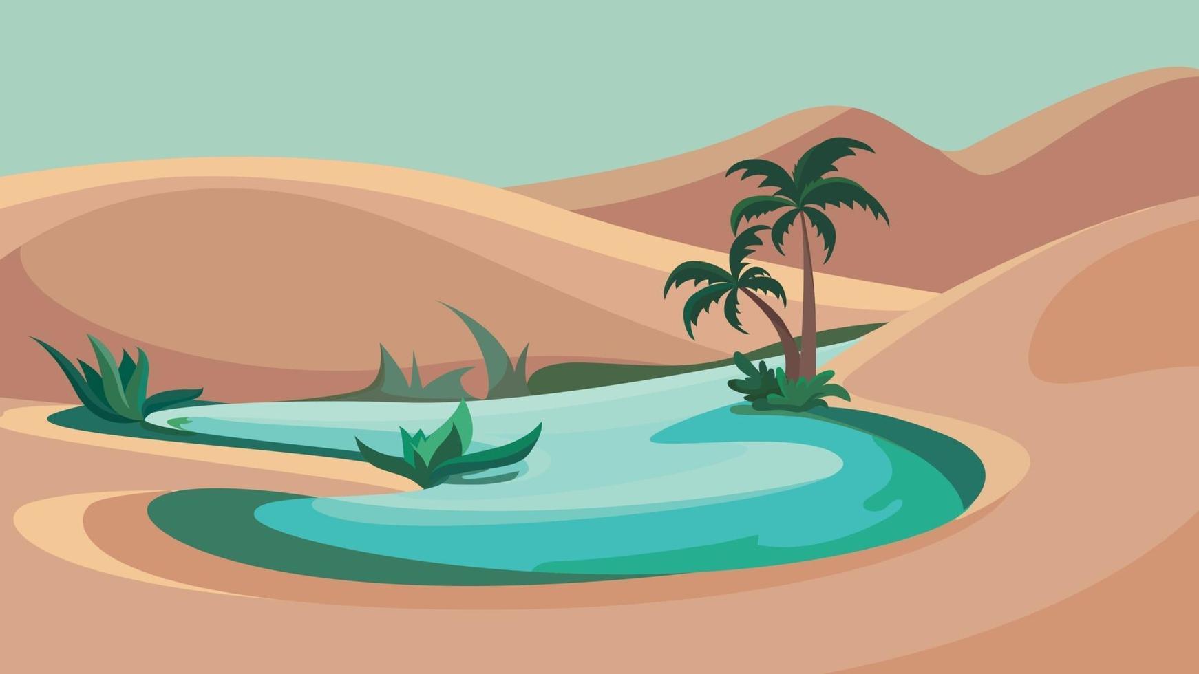 Lake in middle of desert vector