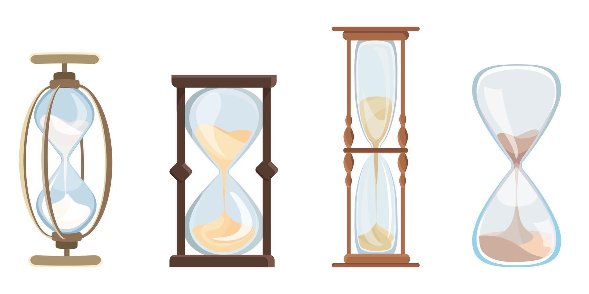 Set of vintage hourglasses vector