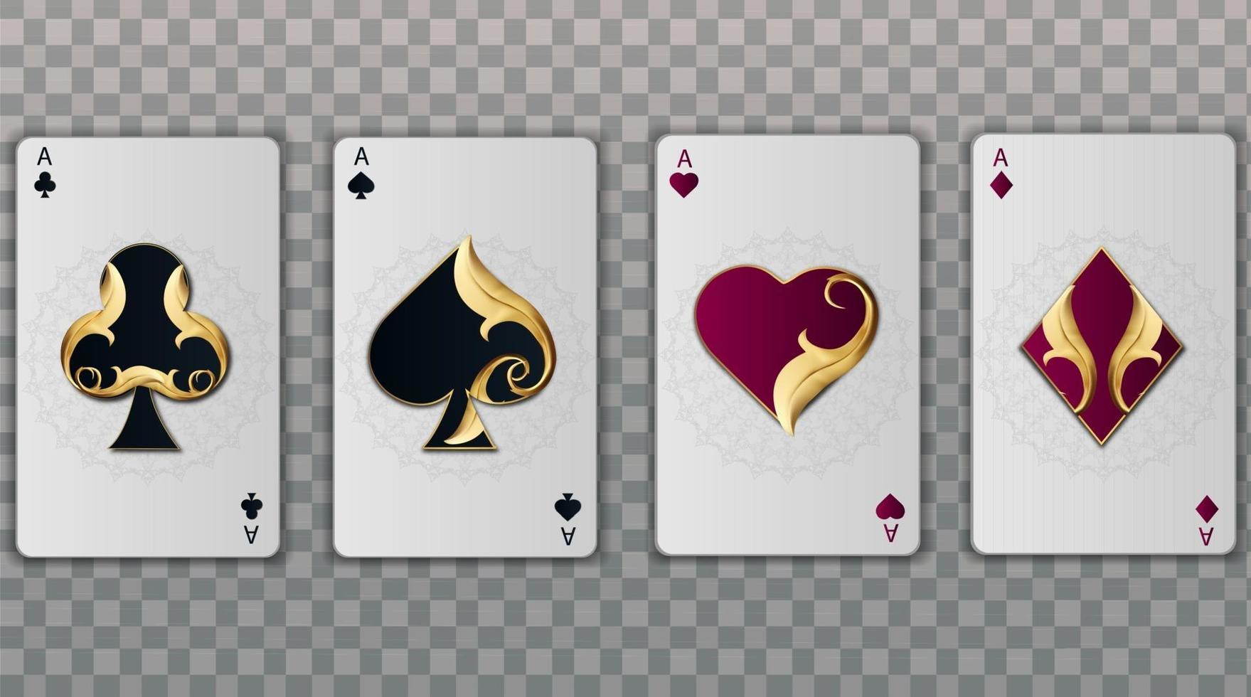 Set of four aces elegant playing cards suits vector