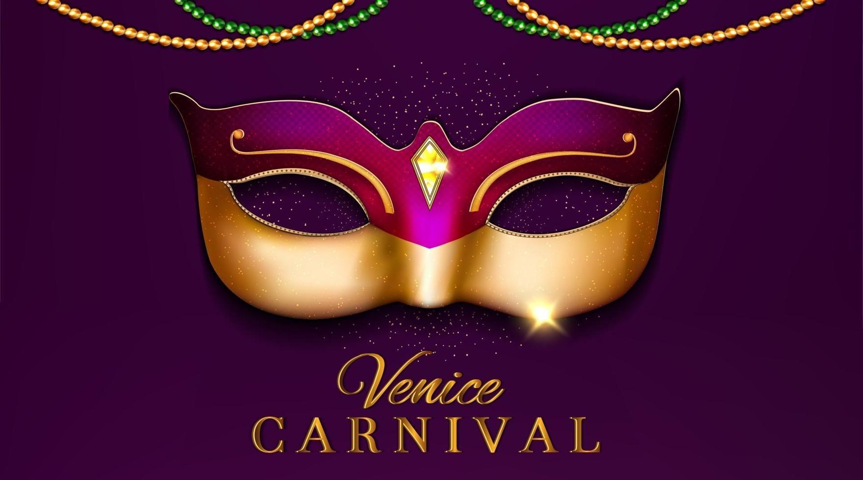 luxury venice carnival party design with mask 3d illustration vector