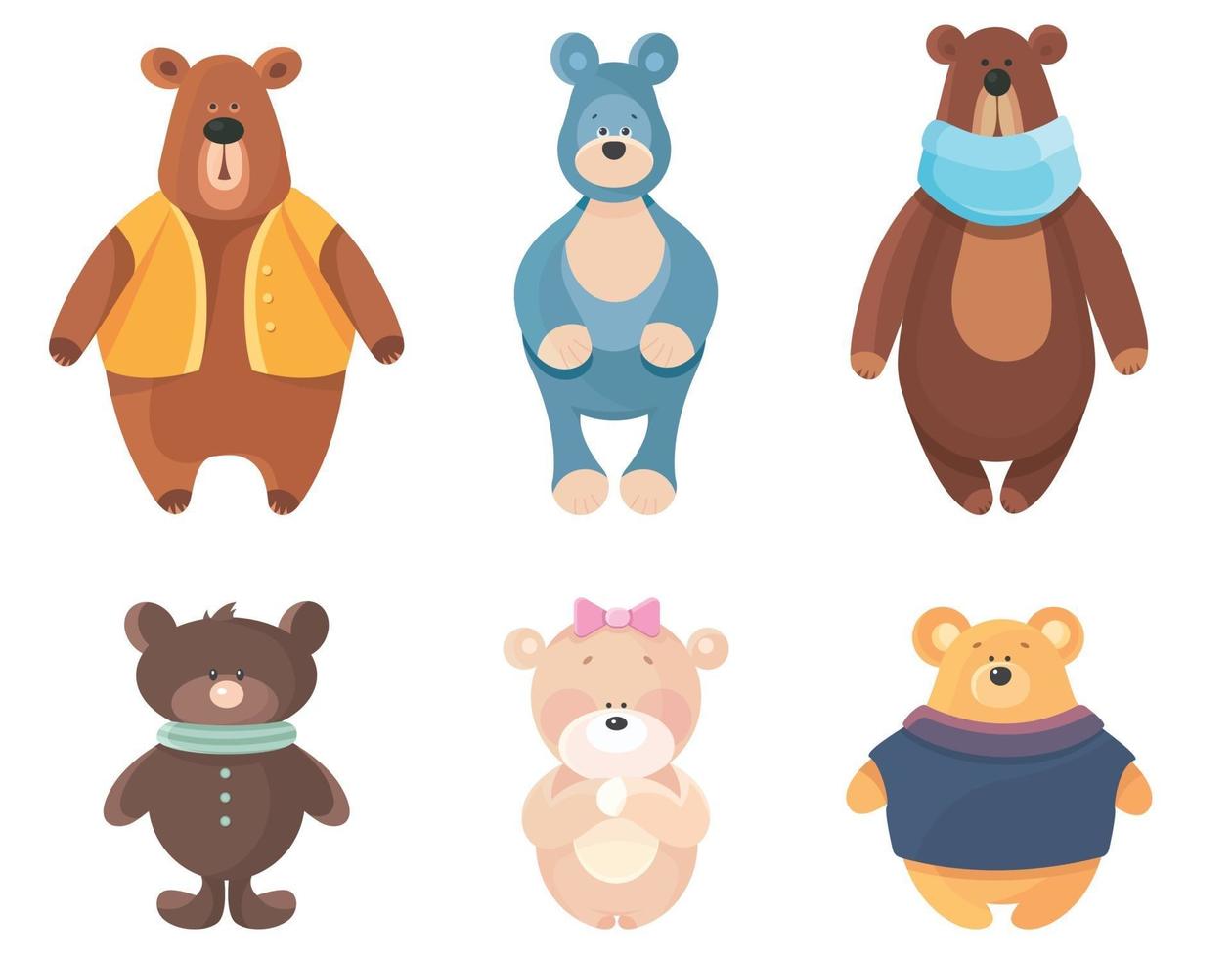 Set of teddy bears vector