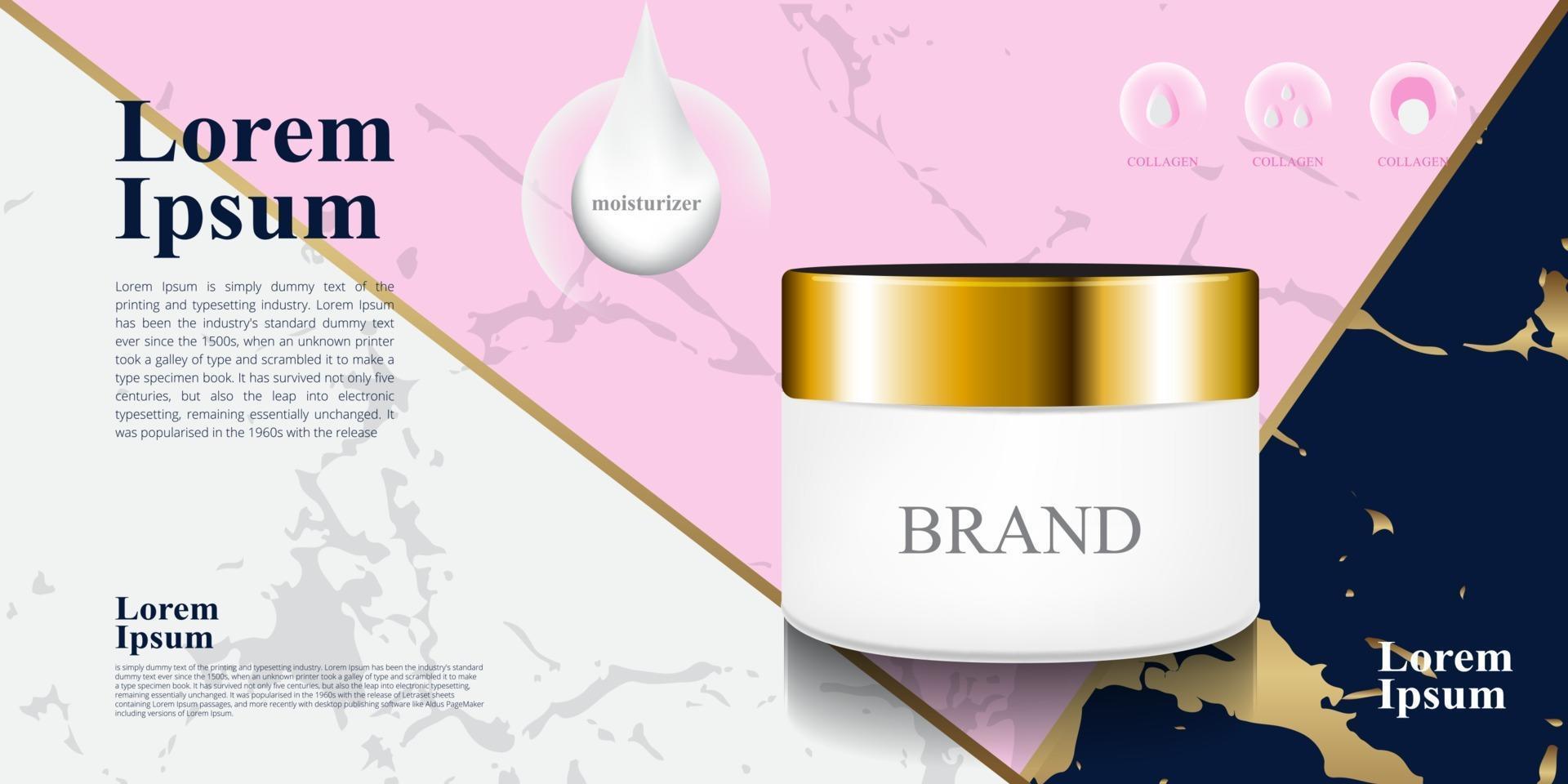 Marble  luxury blue pink grey colour Background for Cosmetic moisturizer 3d package illustration vector