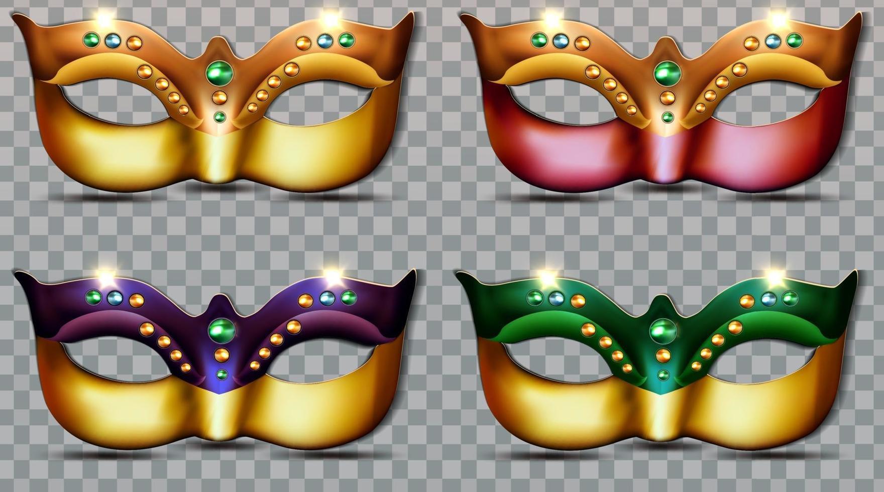 luxury set collection of mardi gras masks vector