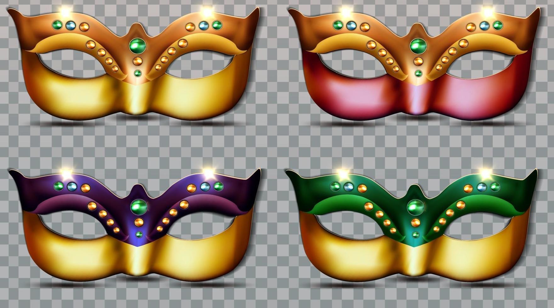 conjunto de lujo colección de máscaras de mardi gras vector