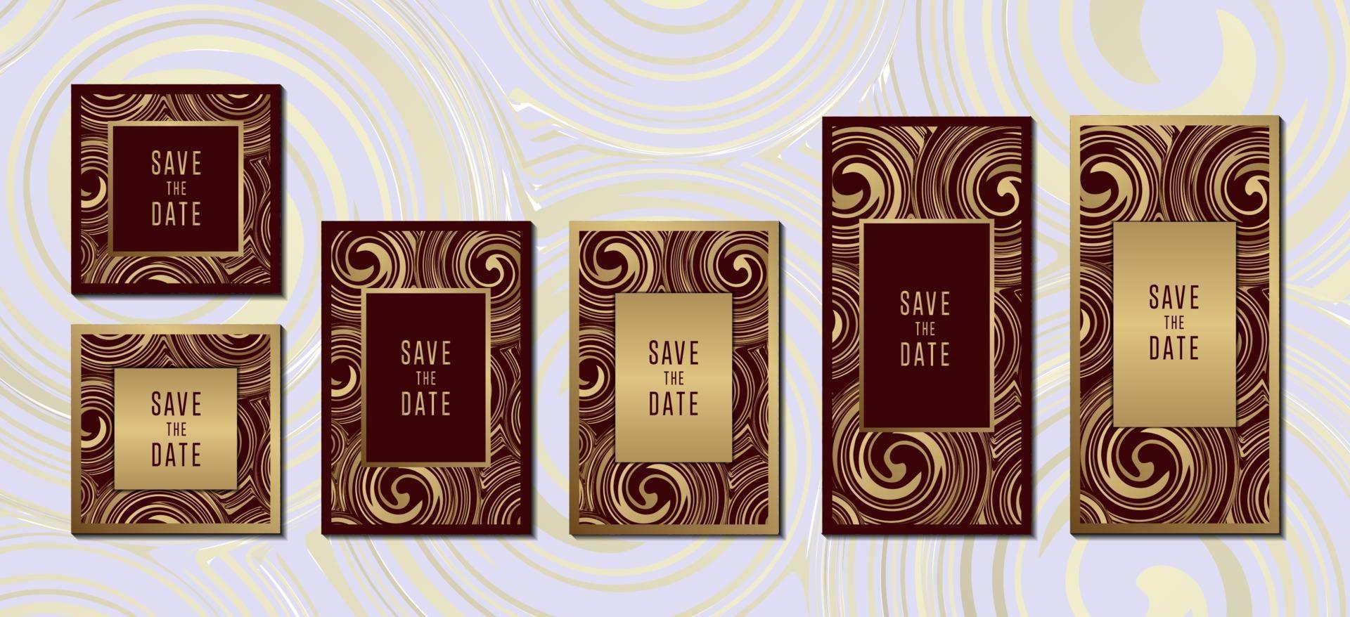 Luxury golden  invitation cards collection with border vector design template