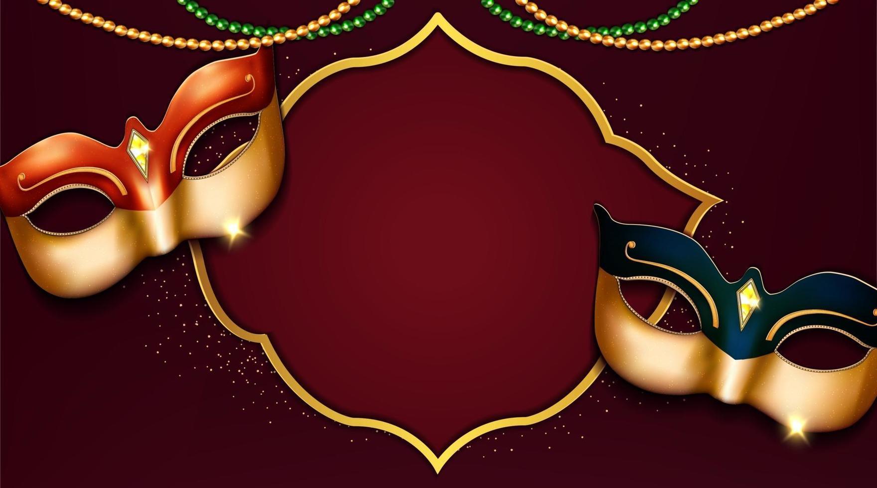 luxury venice carnival party banner design with beautiful masks vector