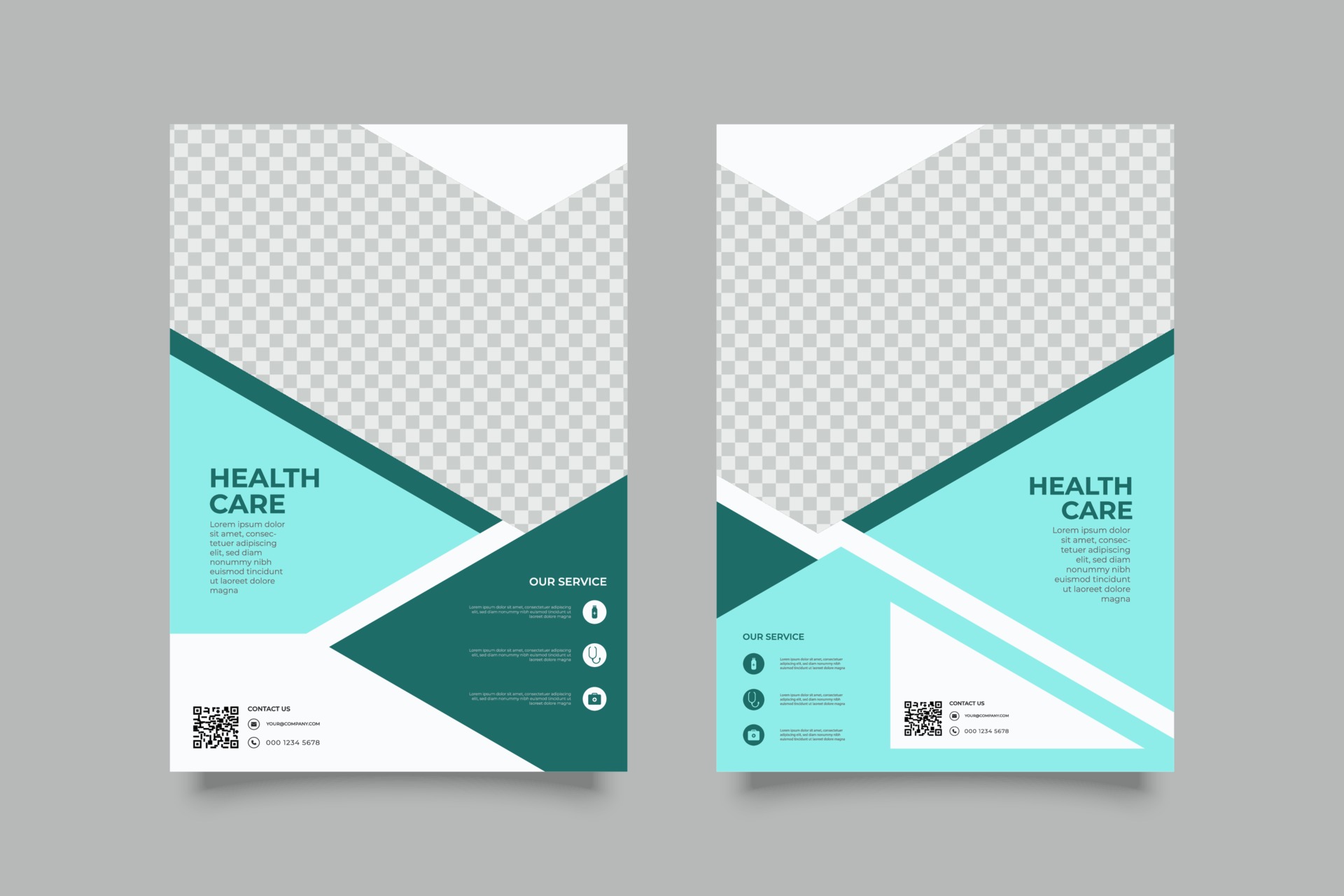 Modern blue geometric flyer for medical healthcare template 2067540