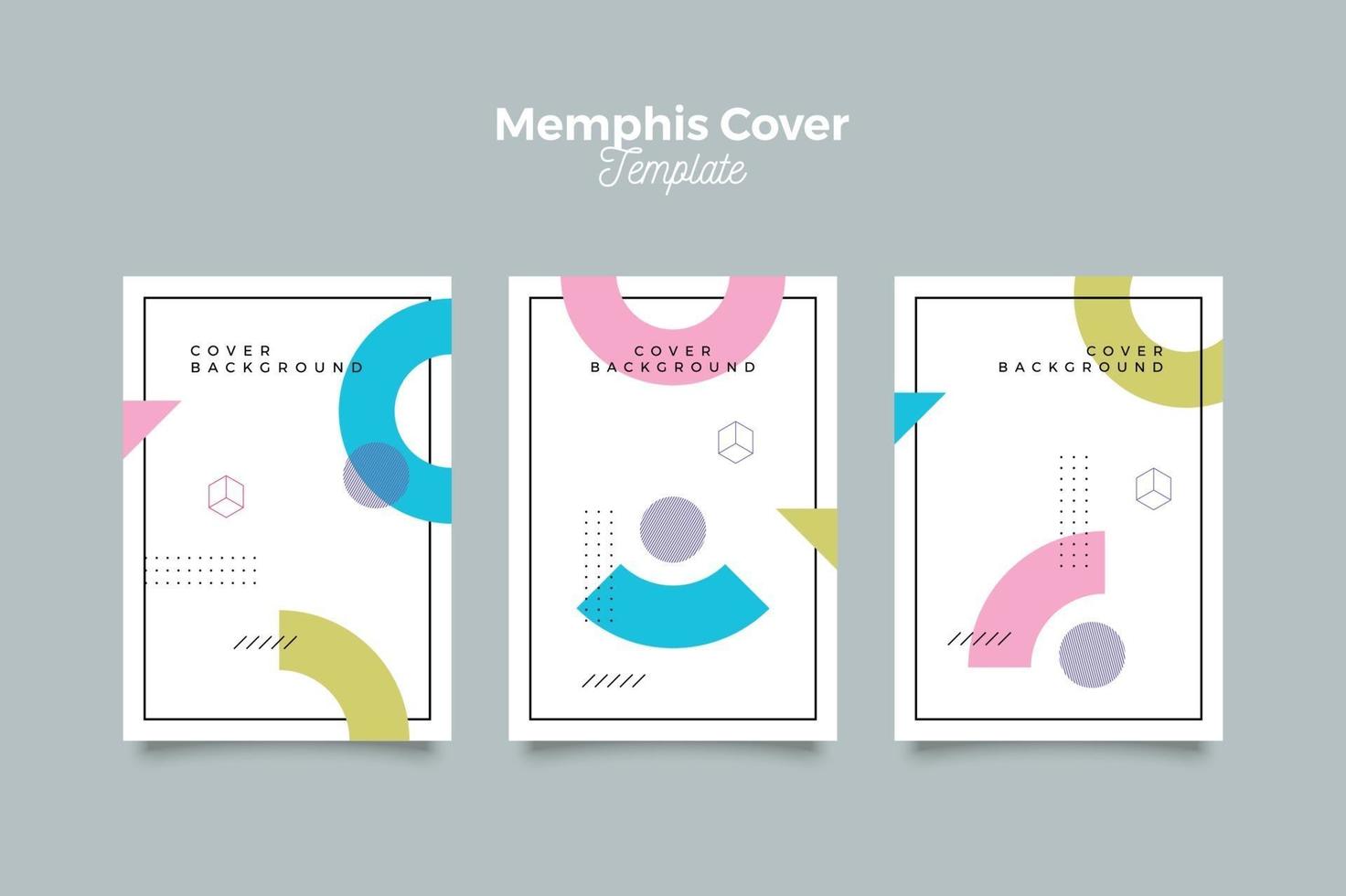 Memphis covers abstract templates with geometric shapes vector