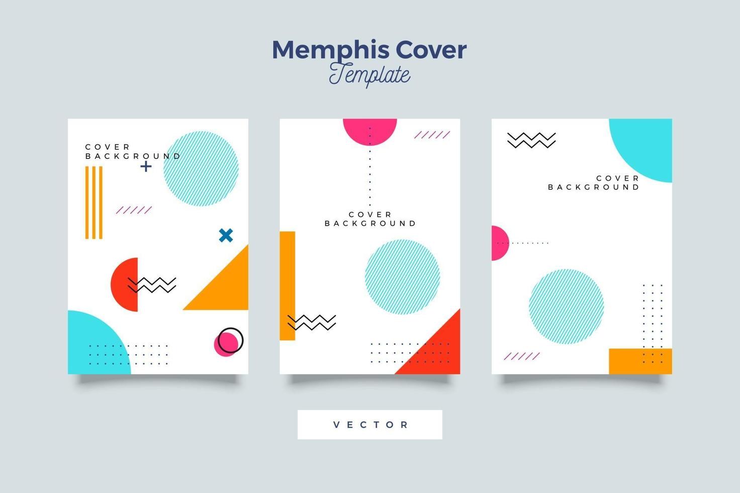 Abstract hipster memphis 90's pattern cover set vector