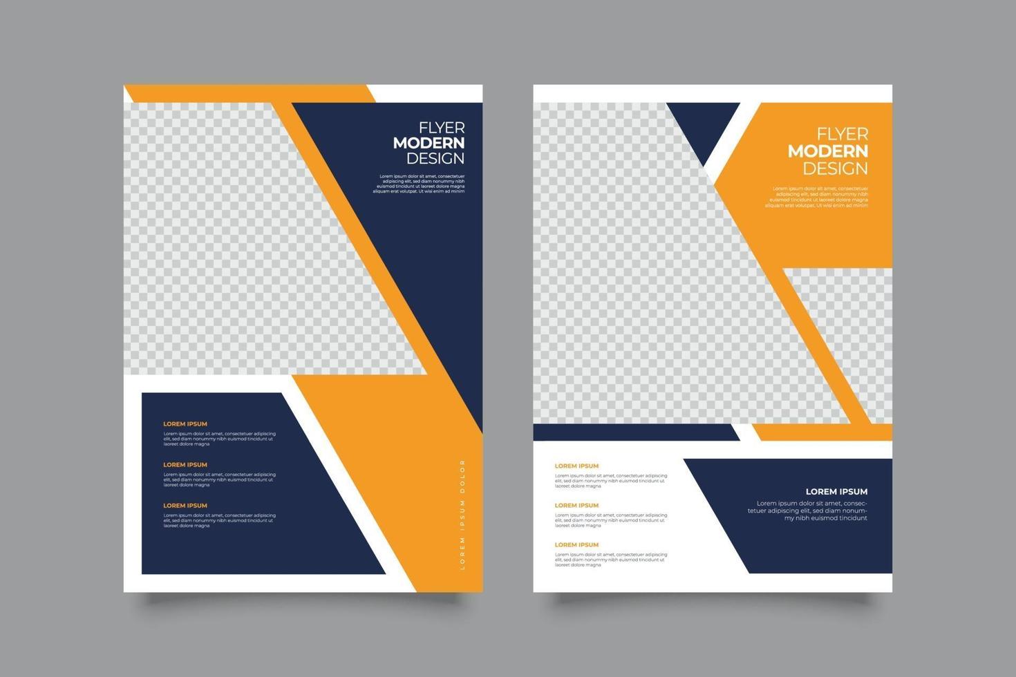 Modern orange and blue flyer print template vector