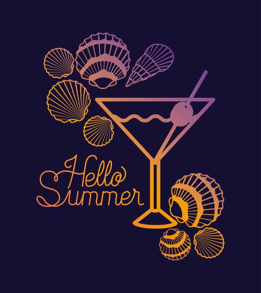 Hello summer design with shells vector