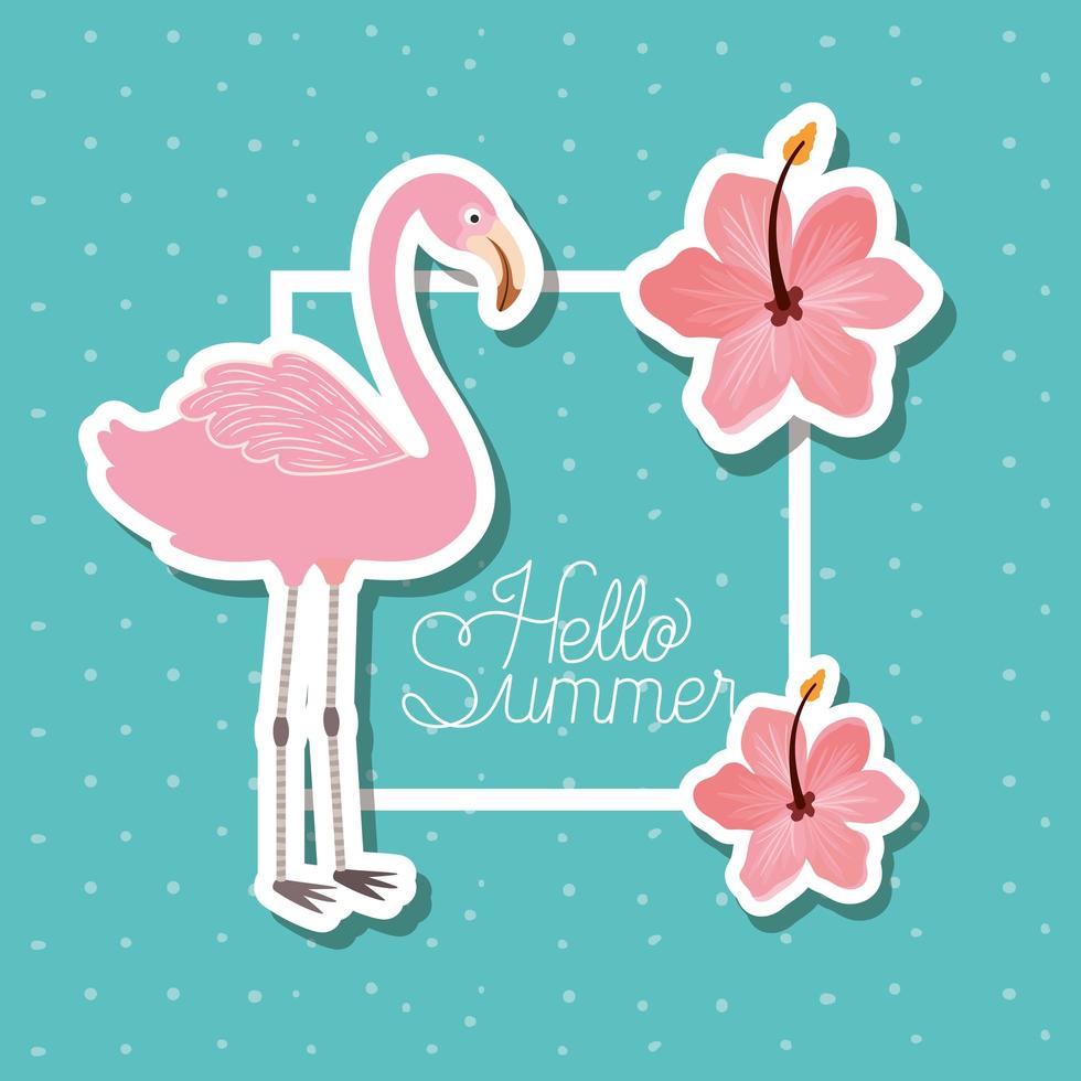 Hello summer and vacation stickers design vector