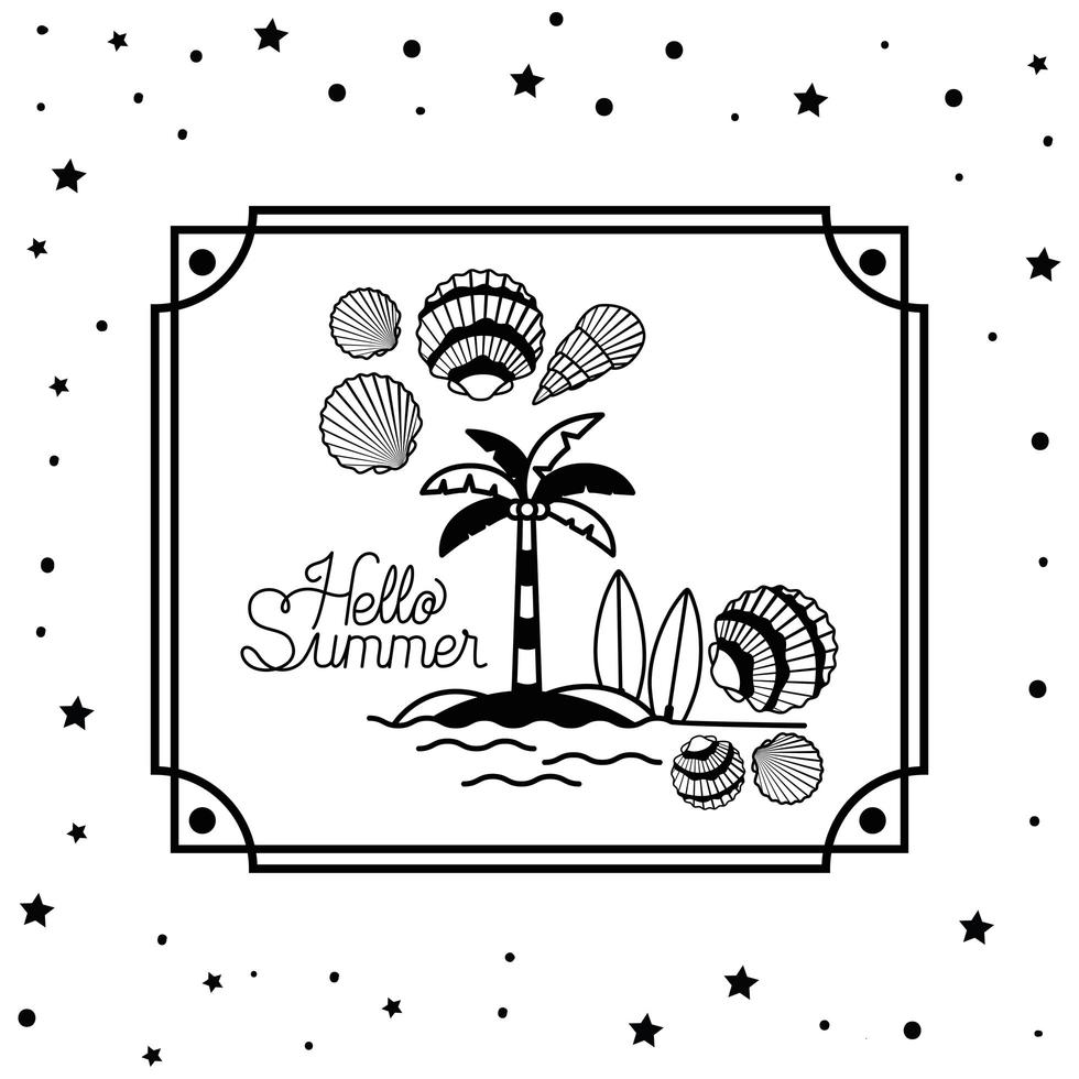 Hello summer design inside frame vector