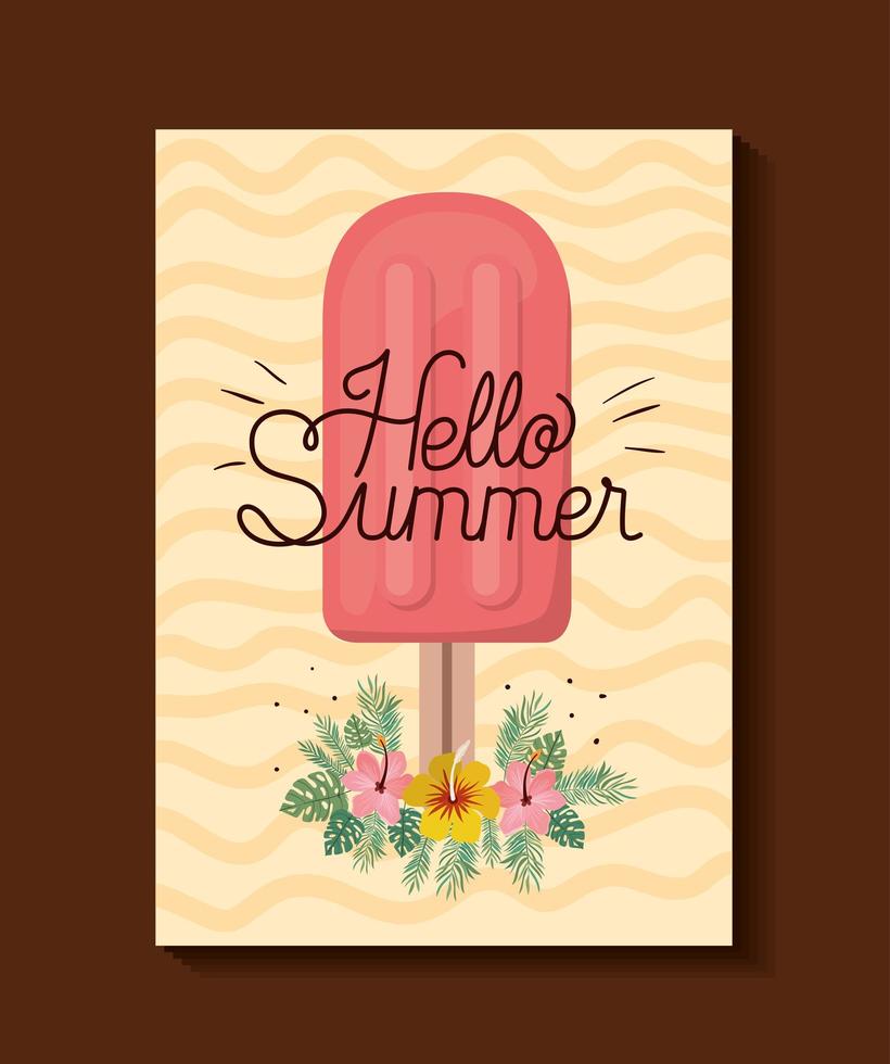 Hello summer and vacation frame design vector