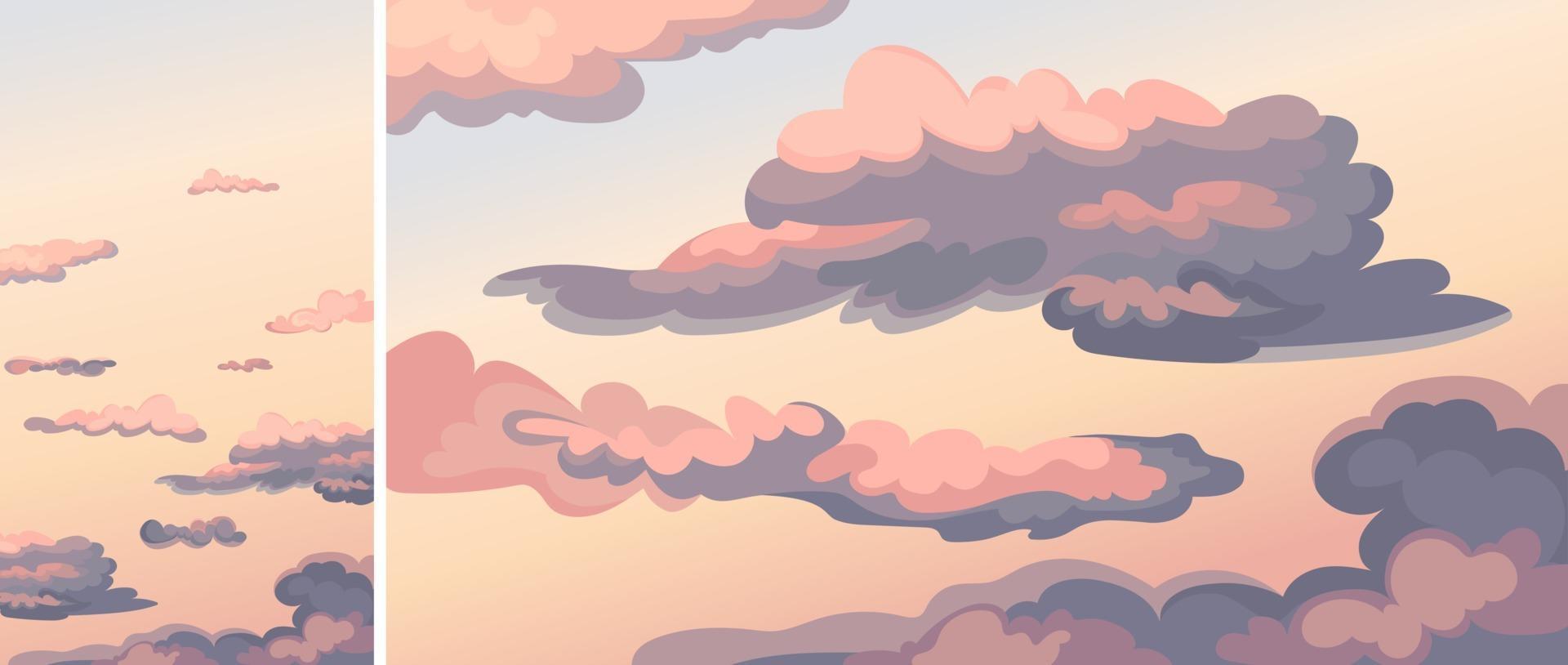 Sky with clouds at sunset. vector