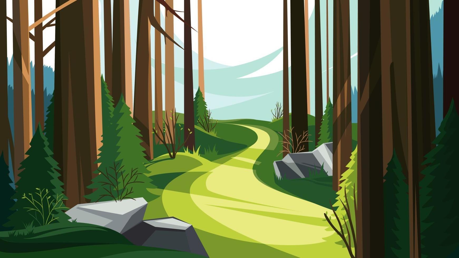 Road in spring forest vector