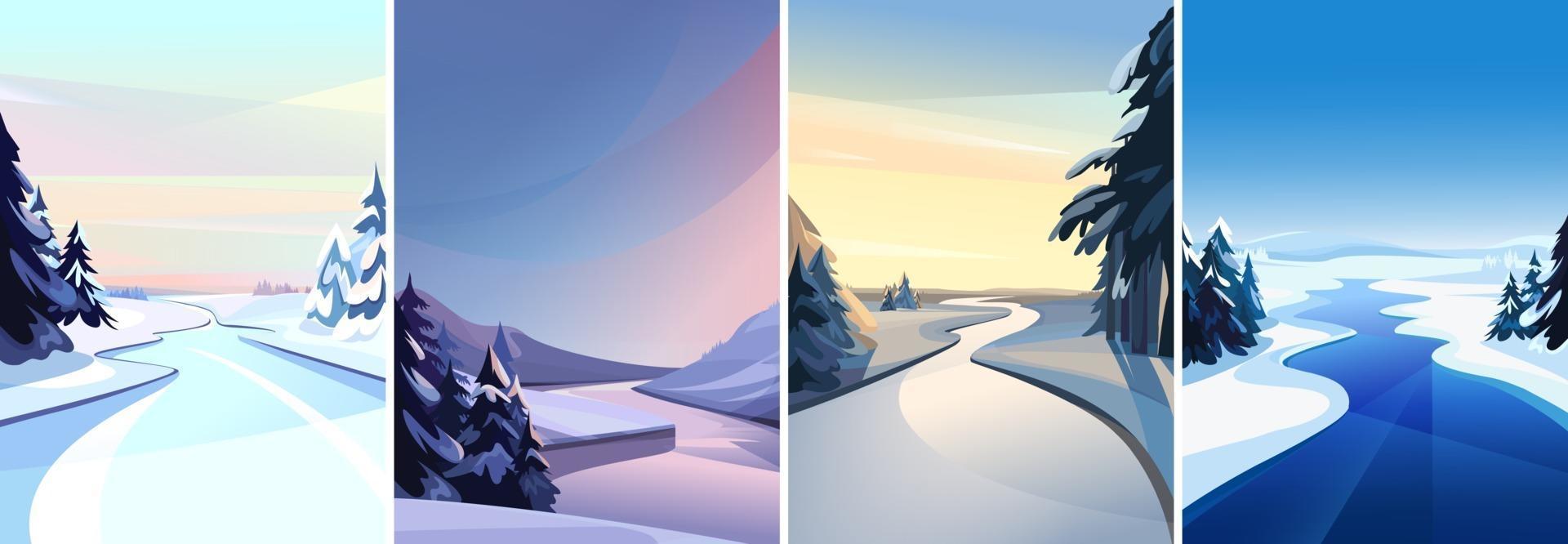 Collection of river landscapes set vector