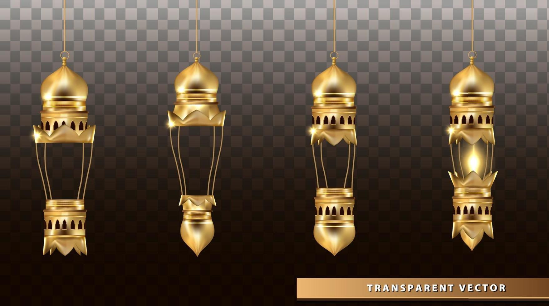 lámparas árabes brillantes linternas oro vector