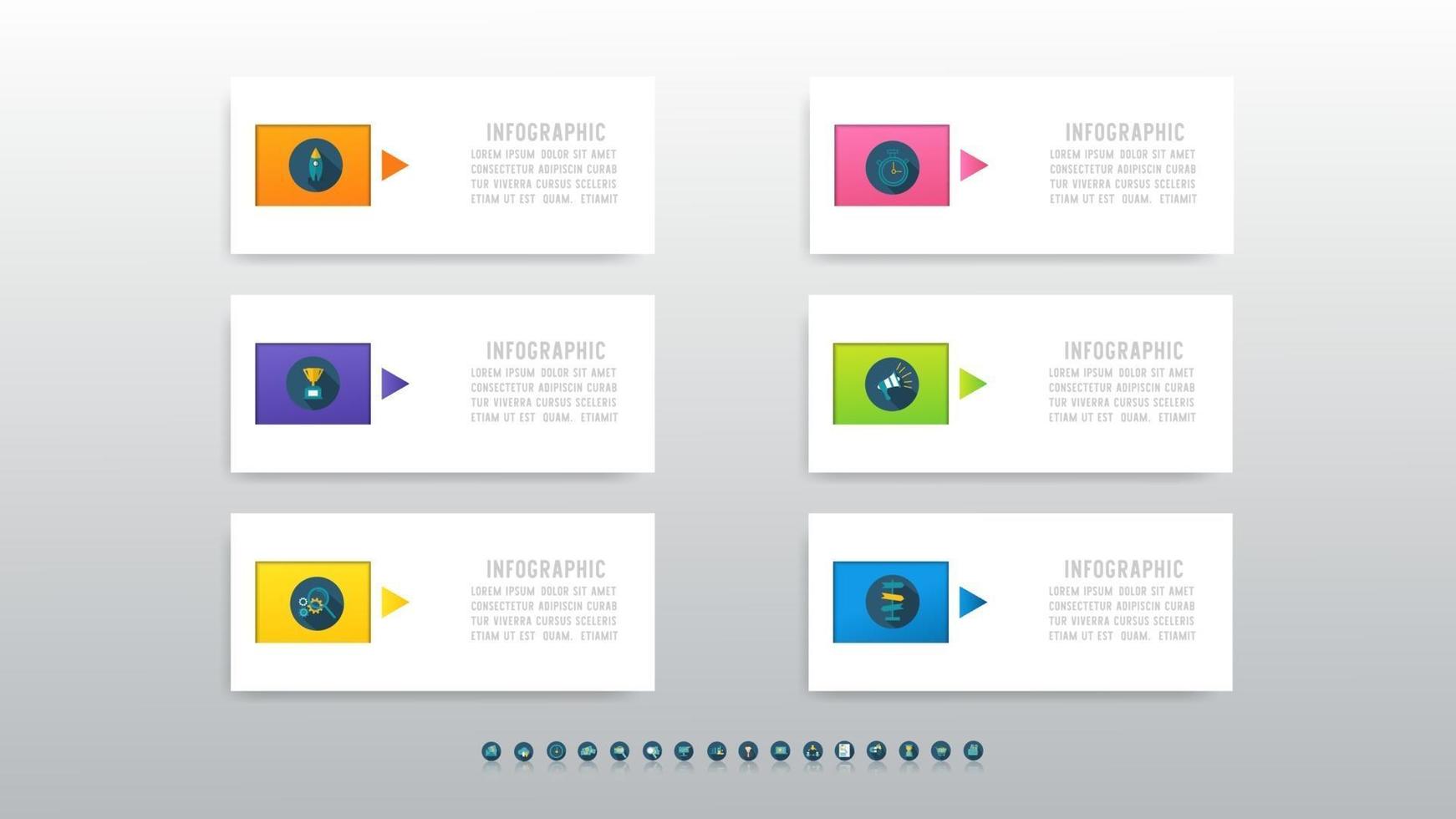Infographic concept template design with 6 steps. vector
