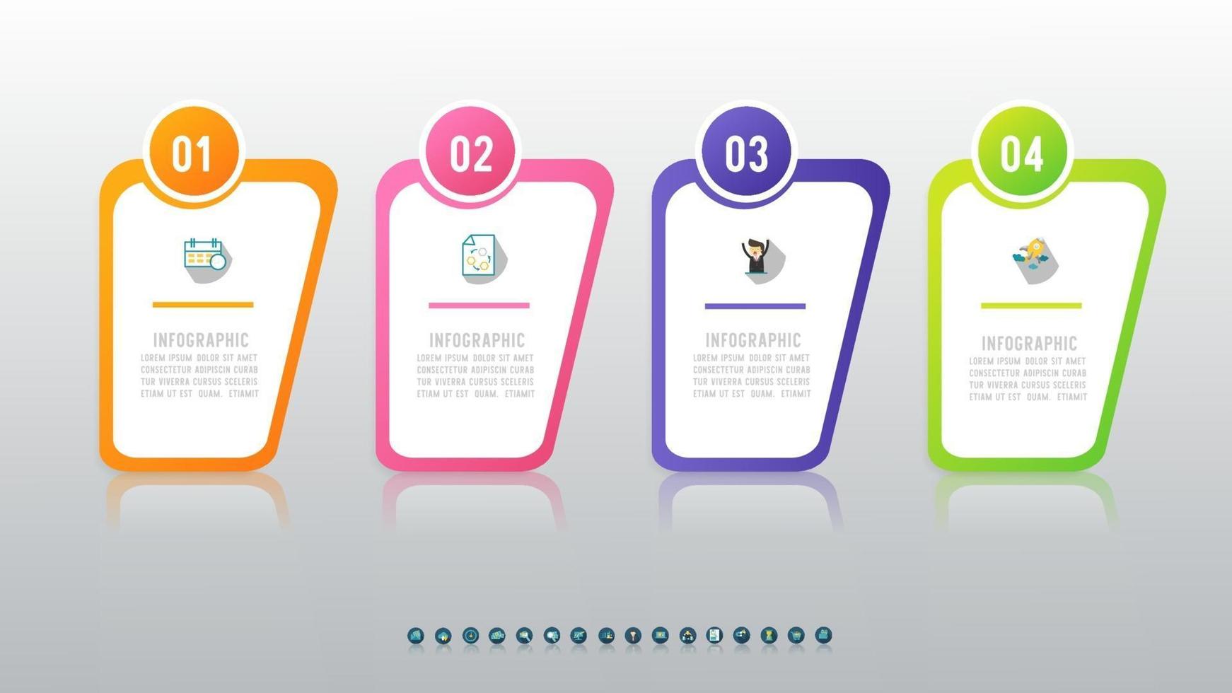 Four infographic elements for content with icons. vector