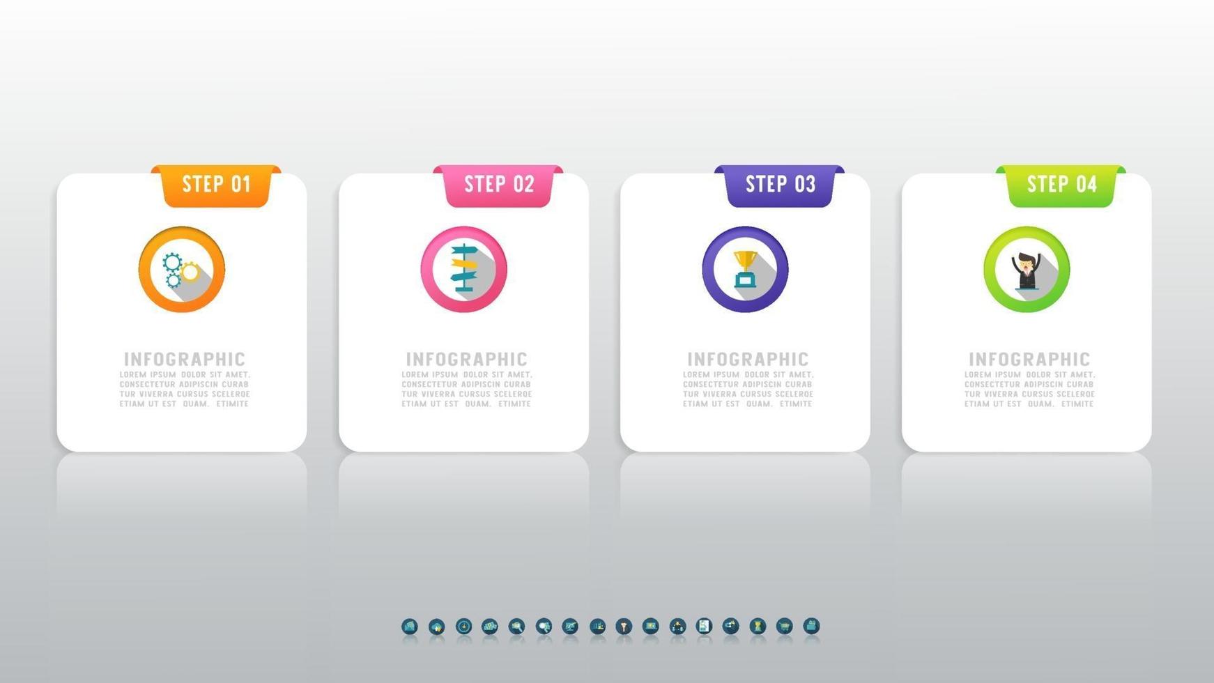Infographic square design with 4 options for business concept. vector