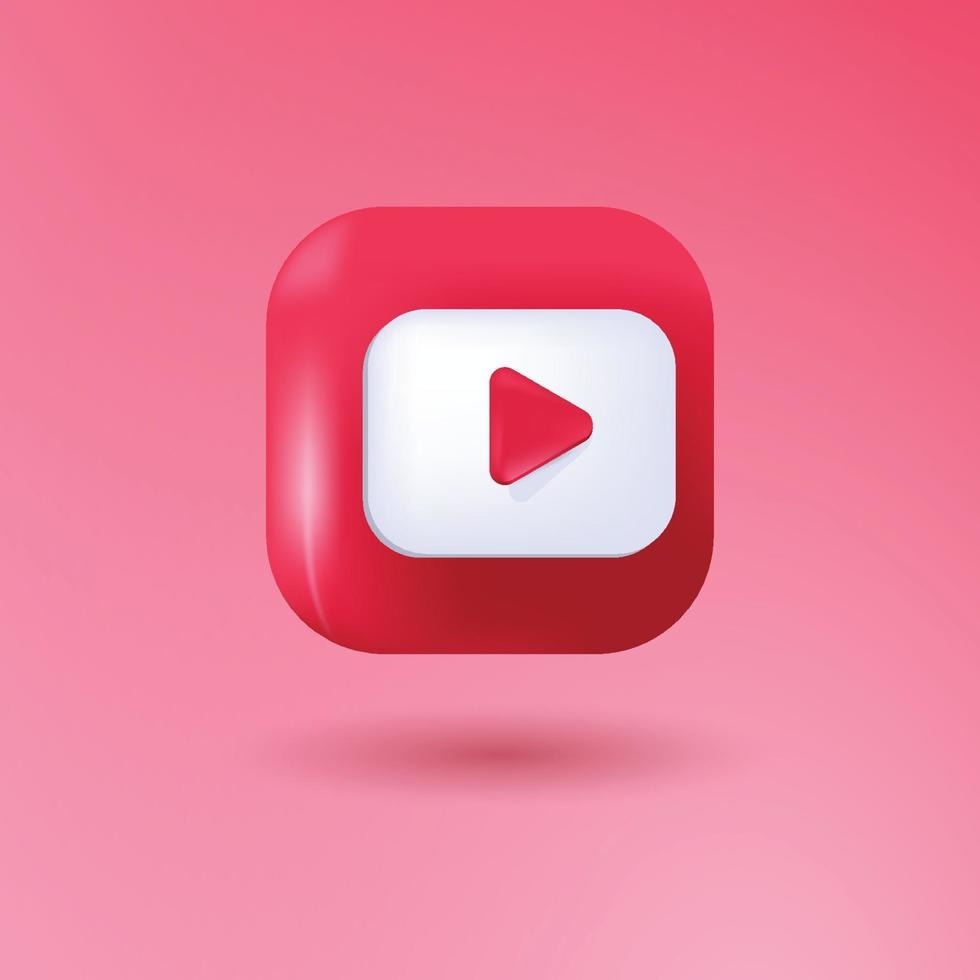 Youtube 3d icon vector