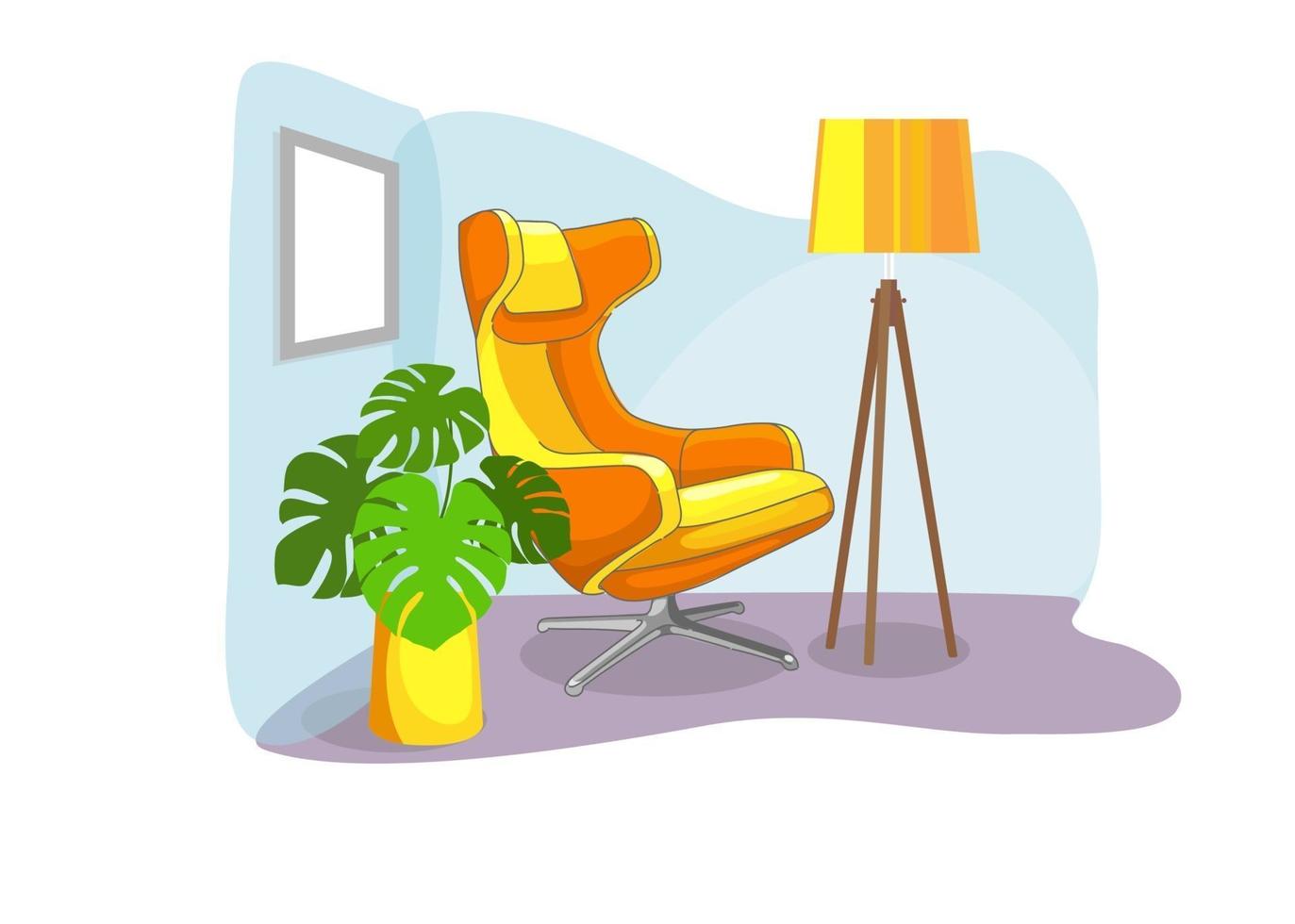 Contemporary living room with modern relaxing chair furniture. vector