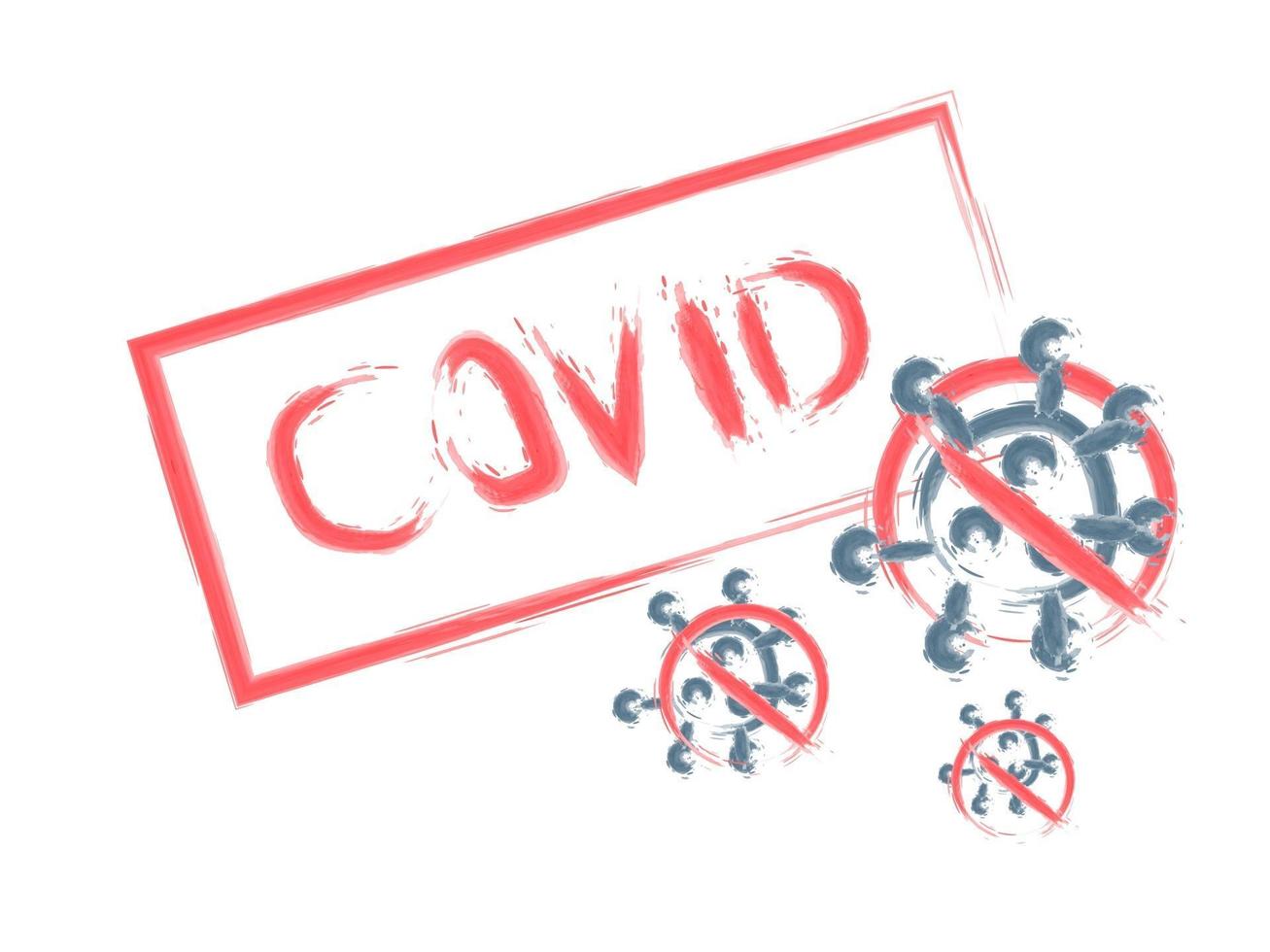 Coronavirus Icon with Red Prohibit Sign on white background. vector