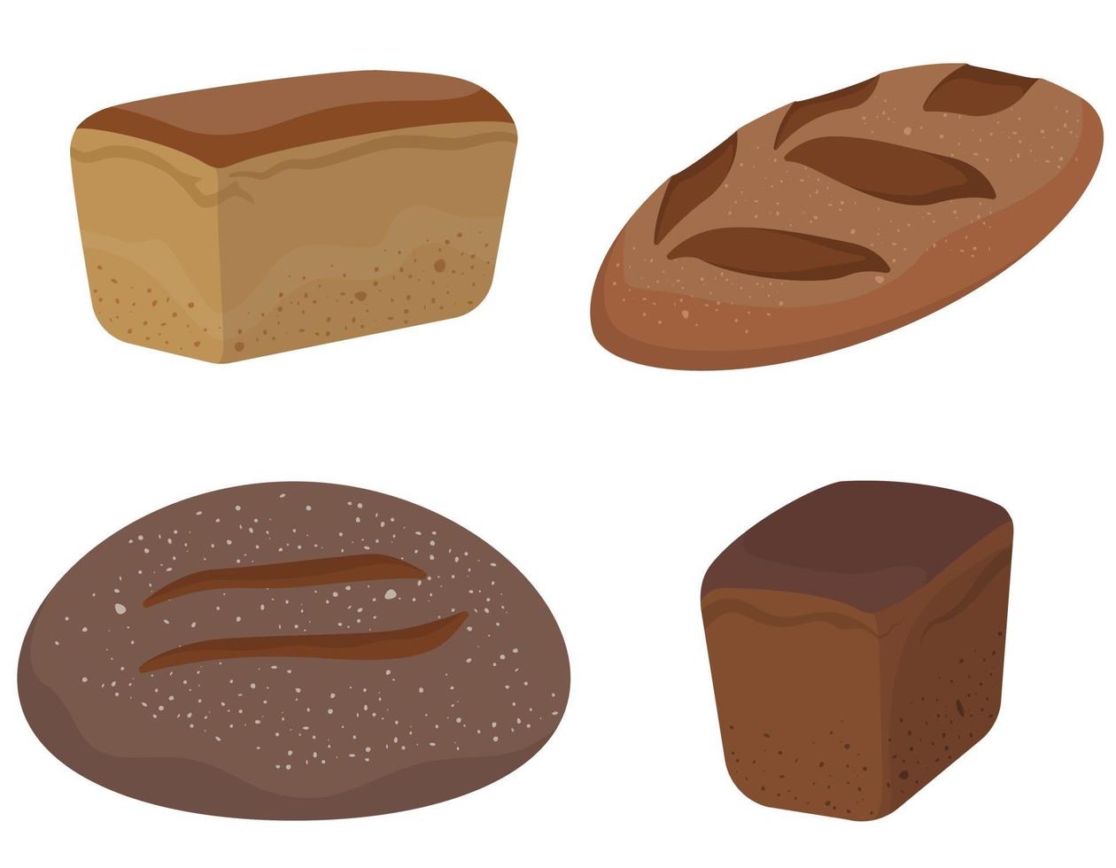 Set of different breads. vector