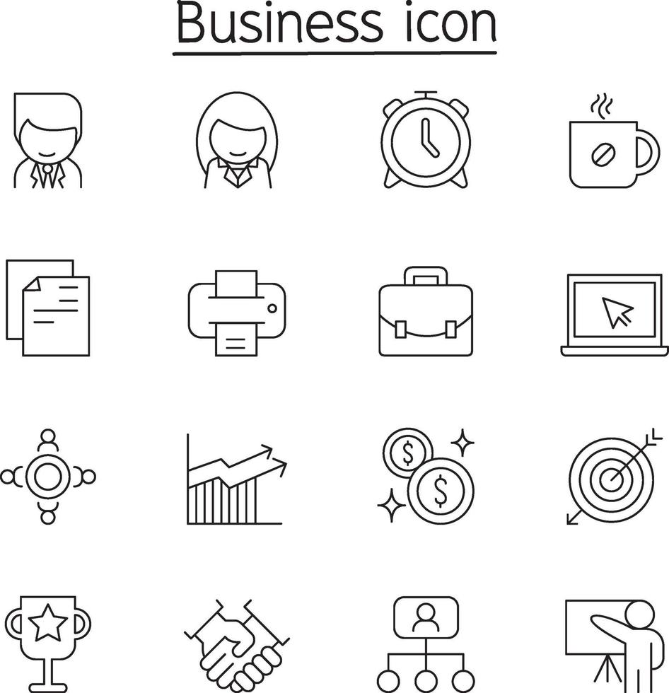 icono de administración de empresas en estilo de línea fina vector