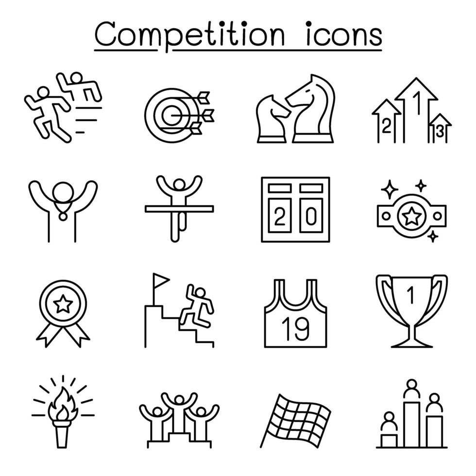 Competition icon set in thin line style vector
