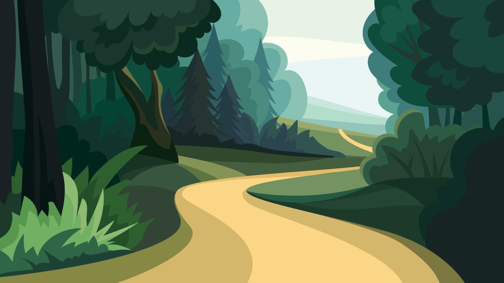 camino en el bosque. vector