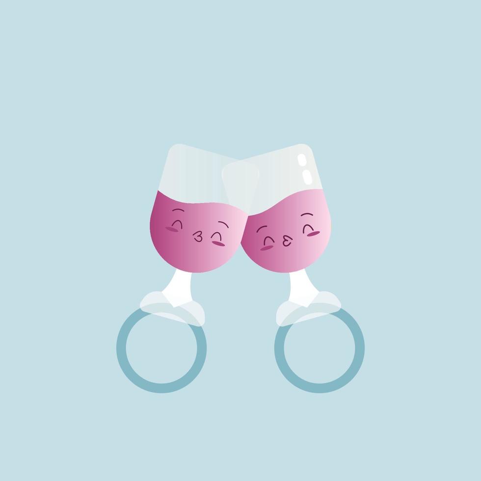 personajes de pareja de vino vector