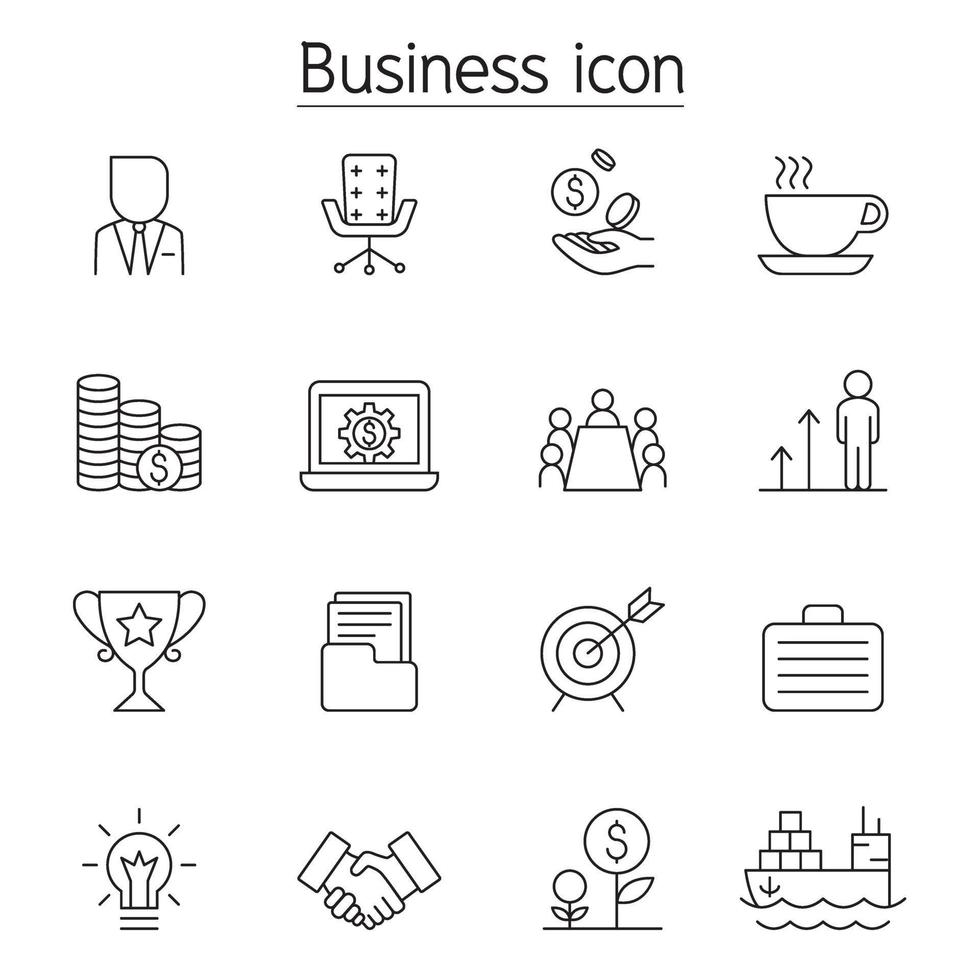 Business management icon set in thin line style vector