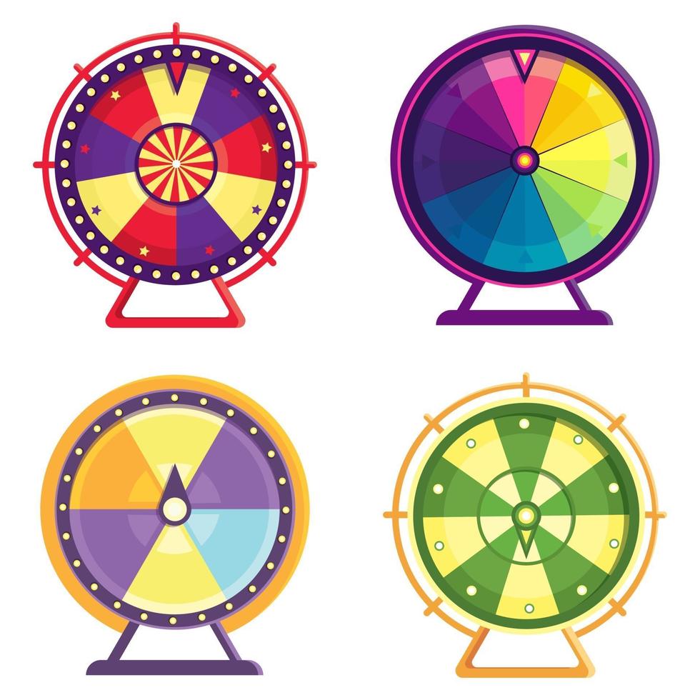 Different wheels of fortune set vector