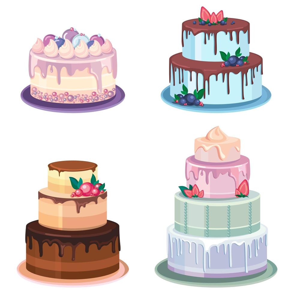 Set of different cakes vector