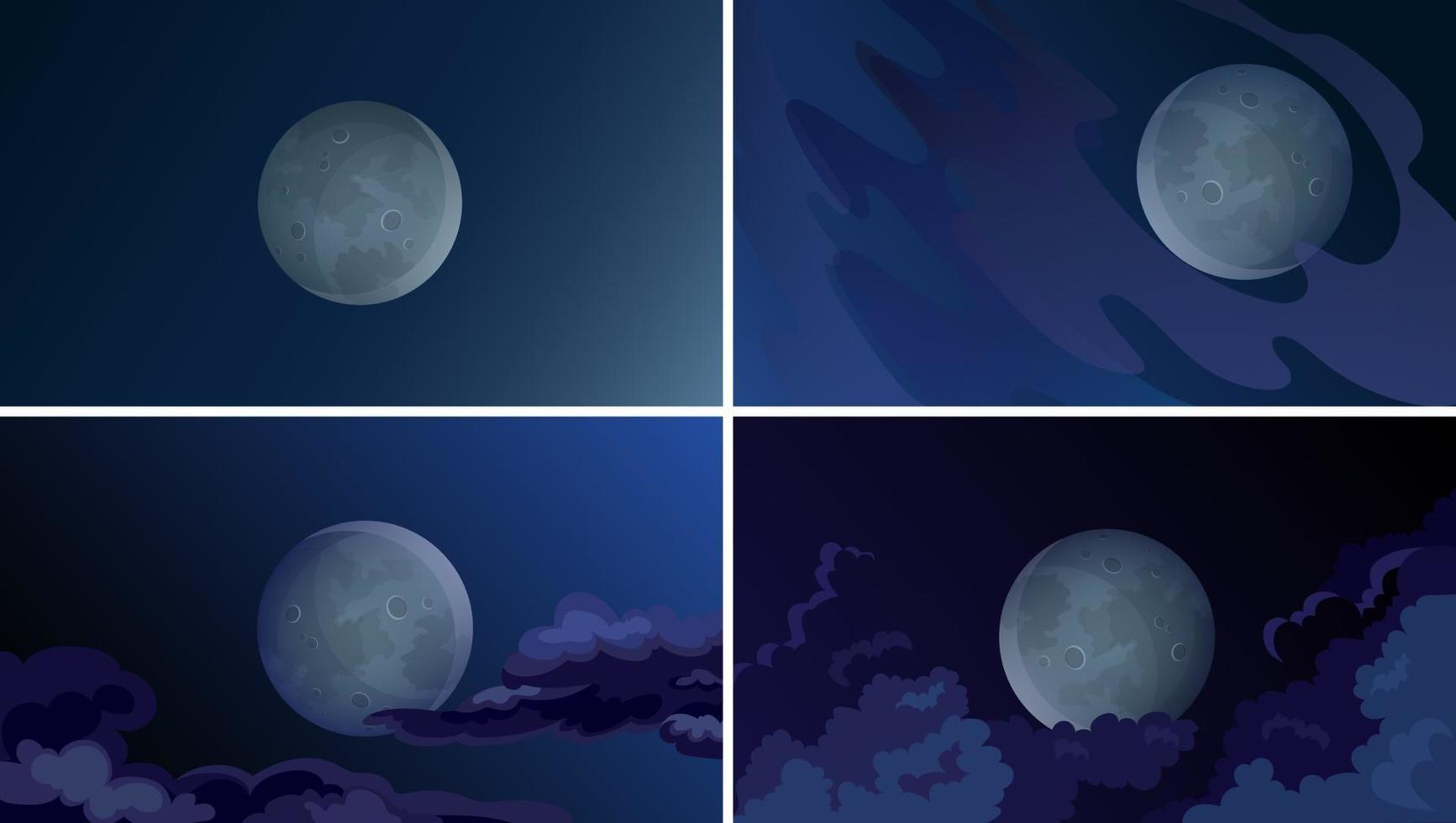 Moon in the night sky set vector