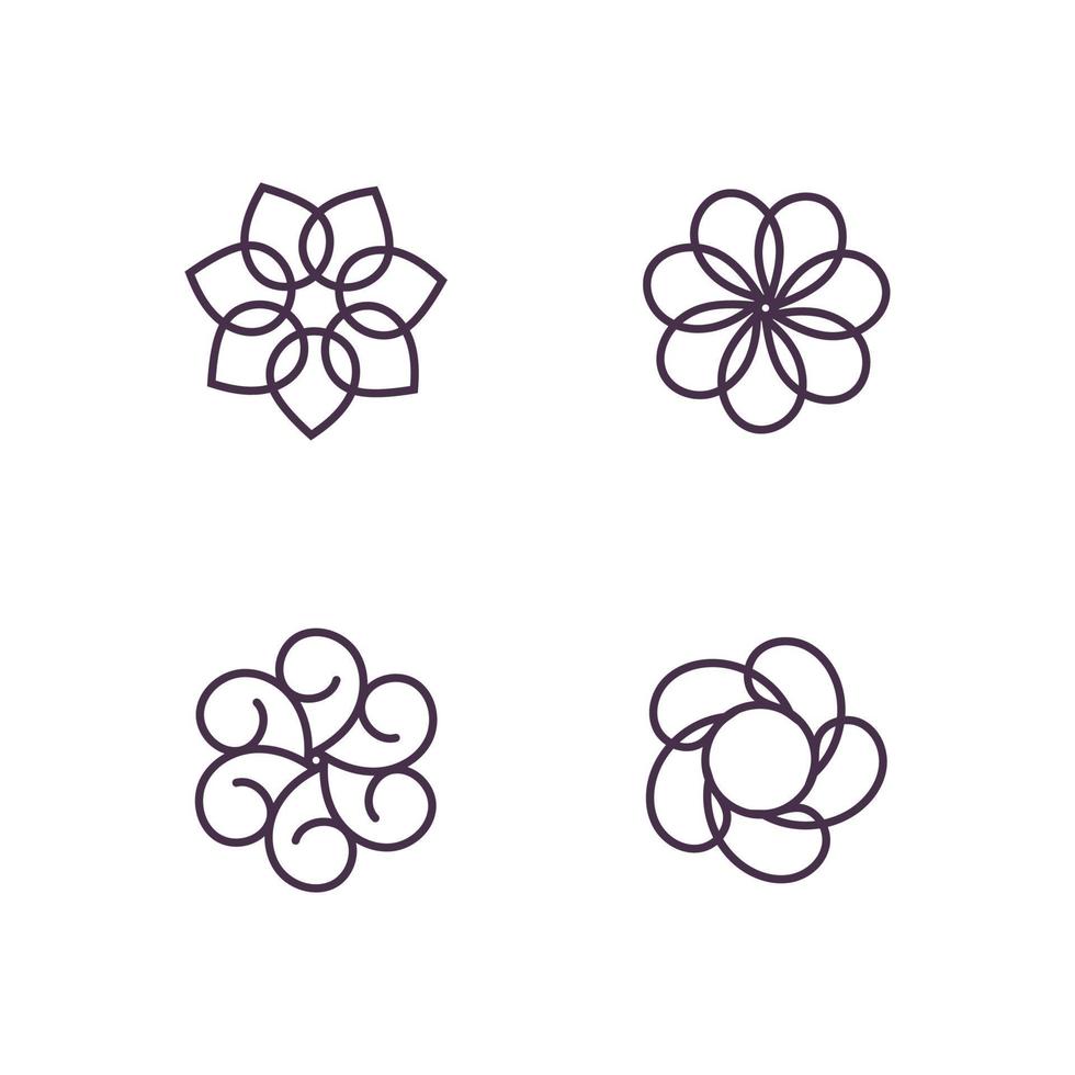 conjunto de logotipo de adorno de flores, ilustración vectorial. vector