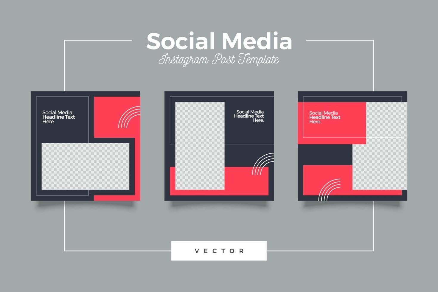 Digital business social media post template set vector