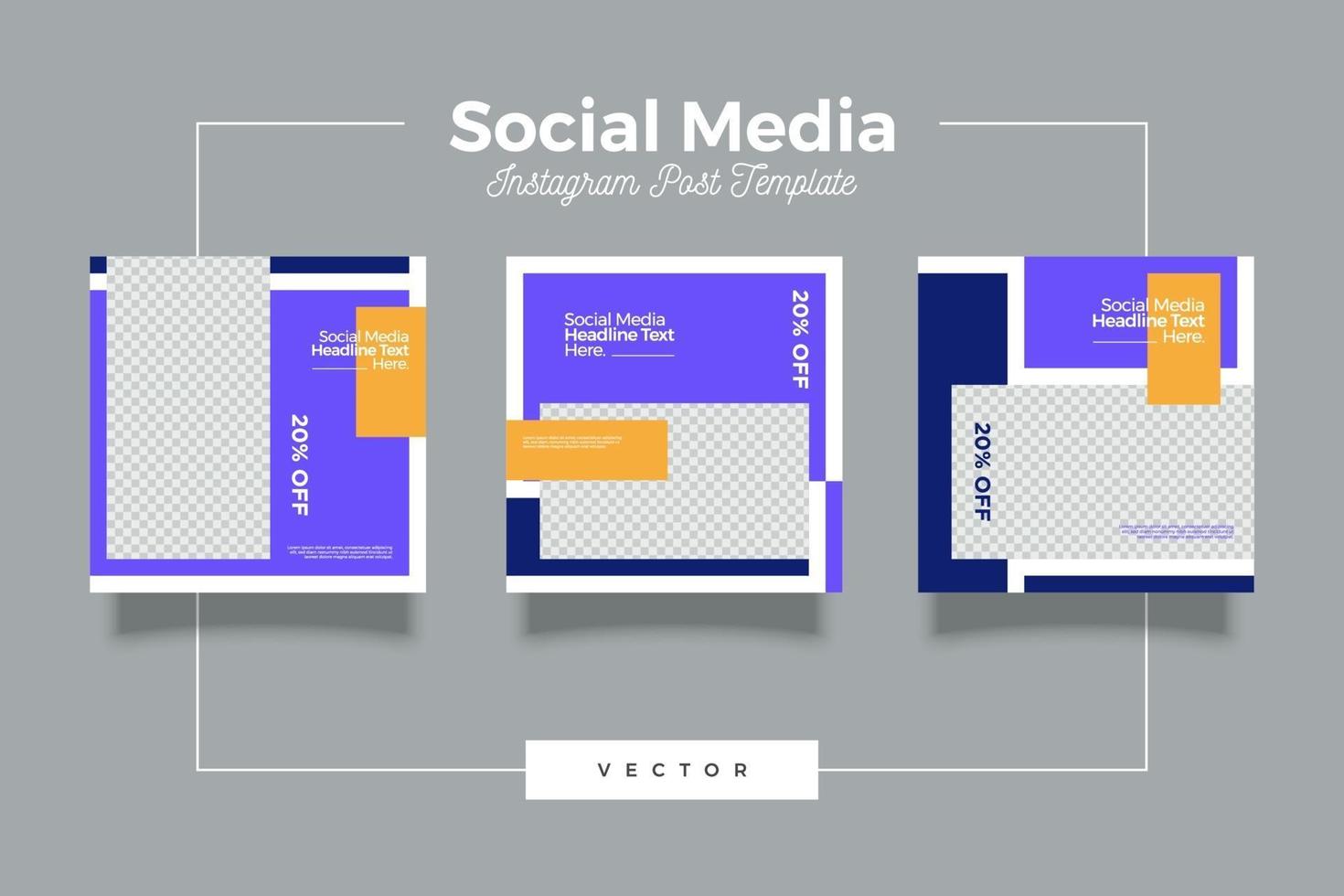 Purple digital business marketing social media post template vector