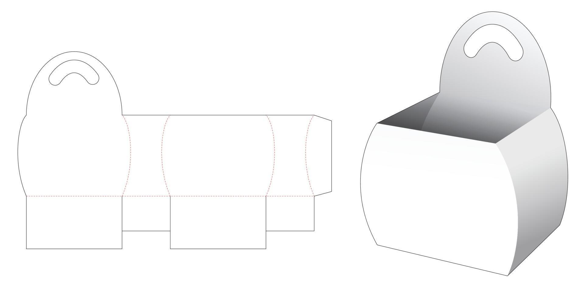 Curved side bowl with handle die cut template vector
