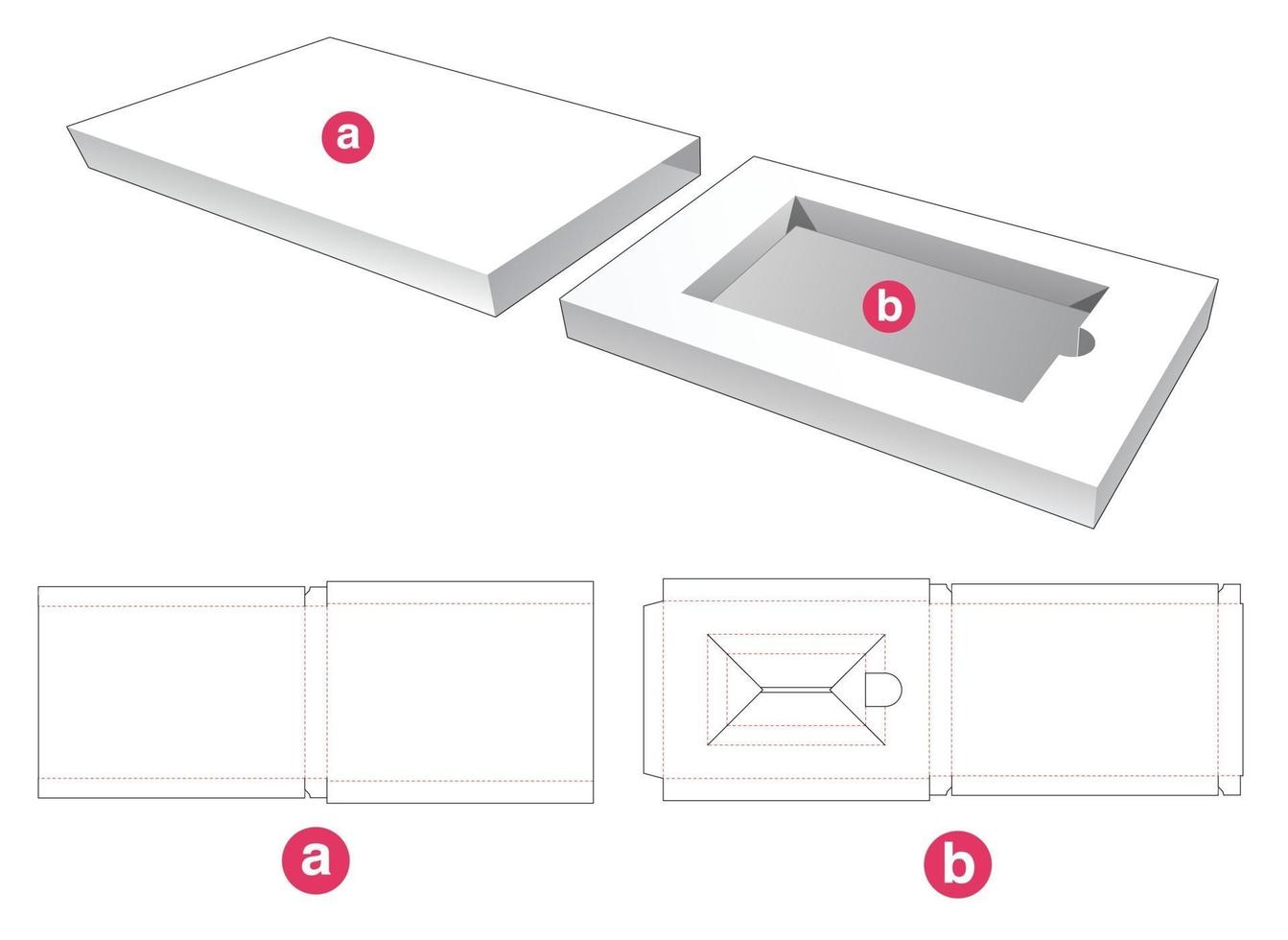 Rectangular insert with cover die cut template vector