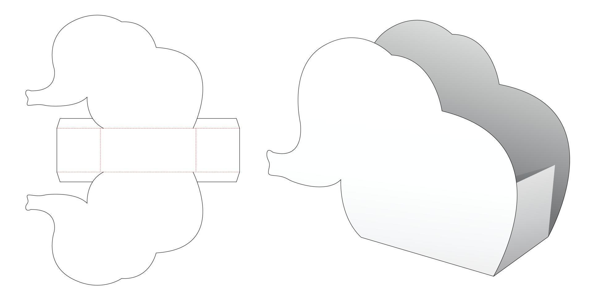 Elephant shaped container die cut template vector