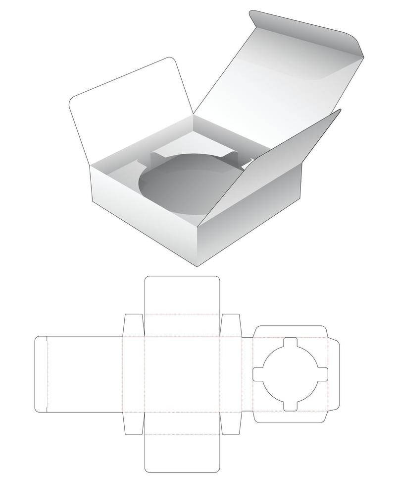 Caja rectangular de hojalata con plantilla troquelada circular partidario vector