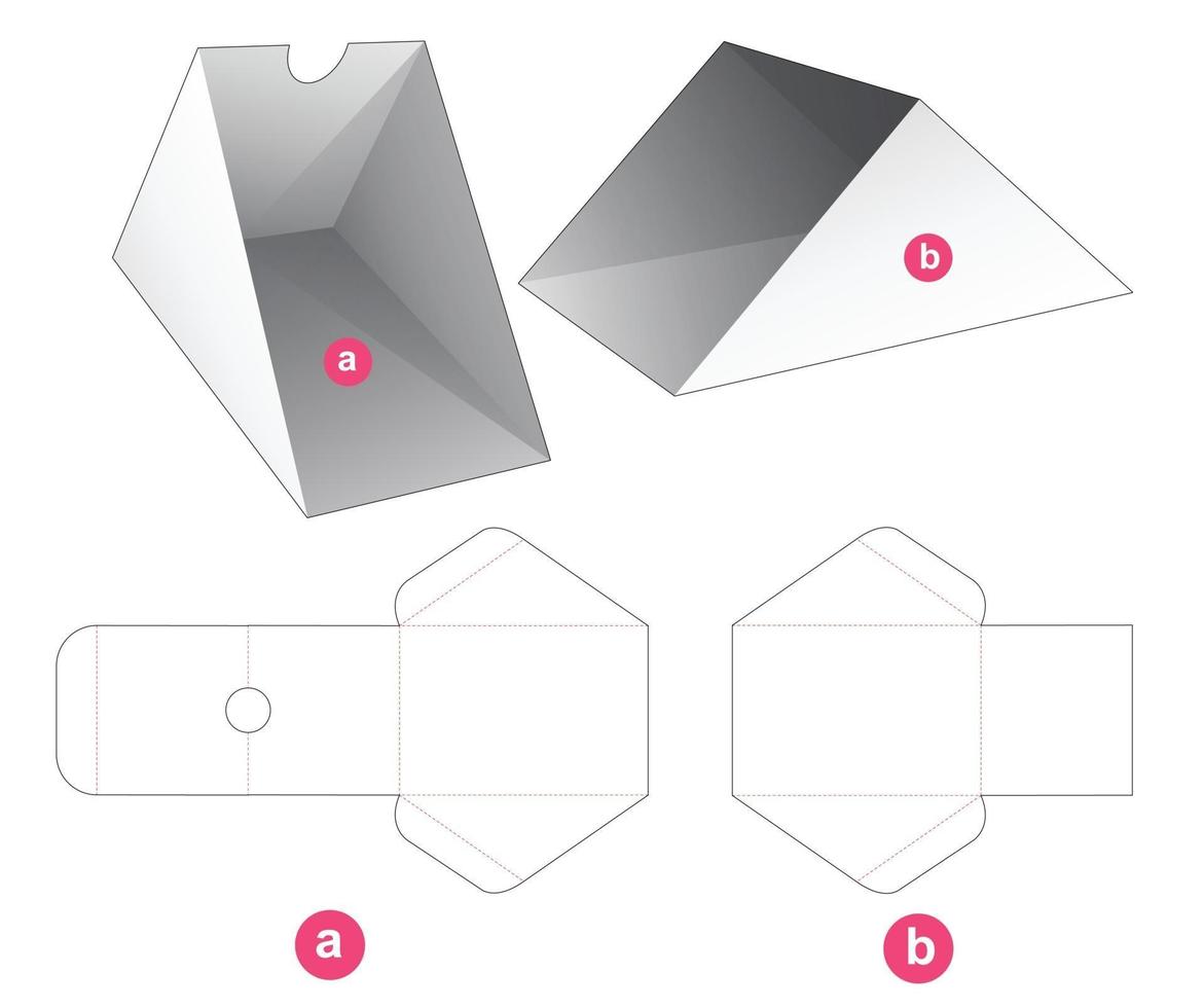 Plantilla troquelada de caja triangular de cartón deslizante vector