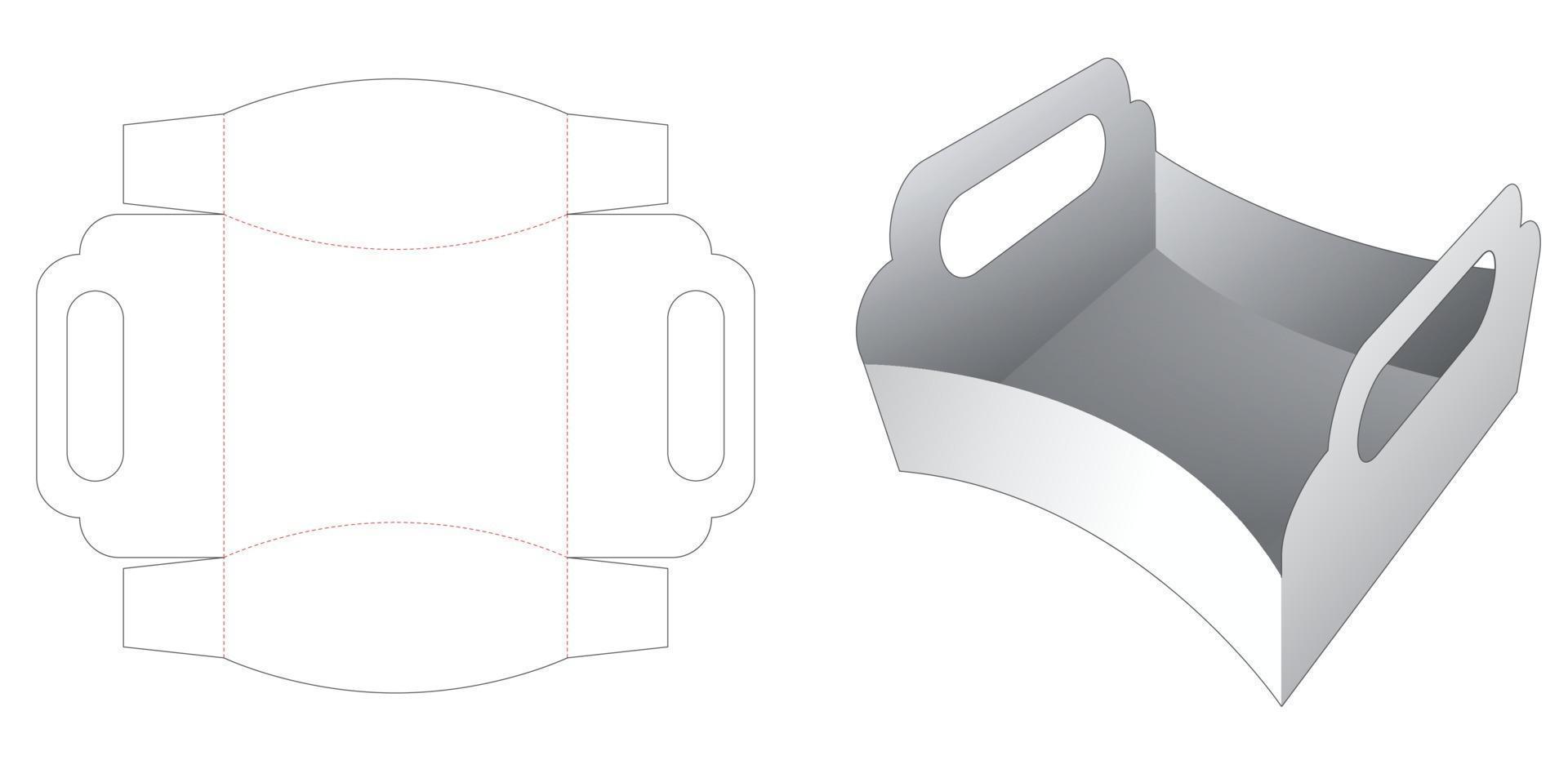 Bandeja lateral curva con plantilla troquelada de asa vector